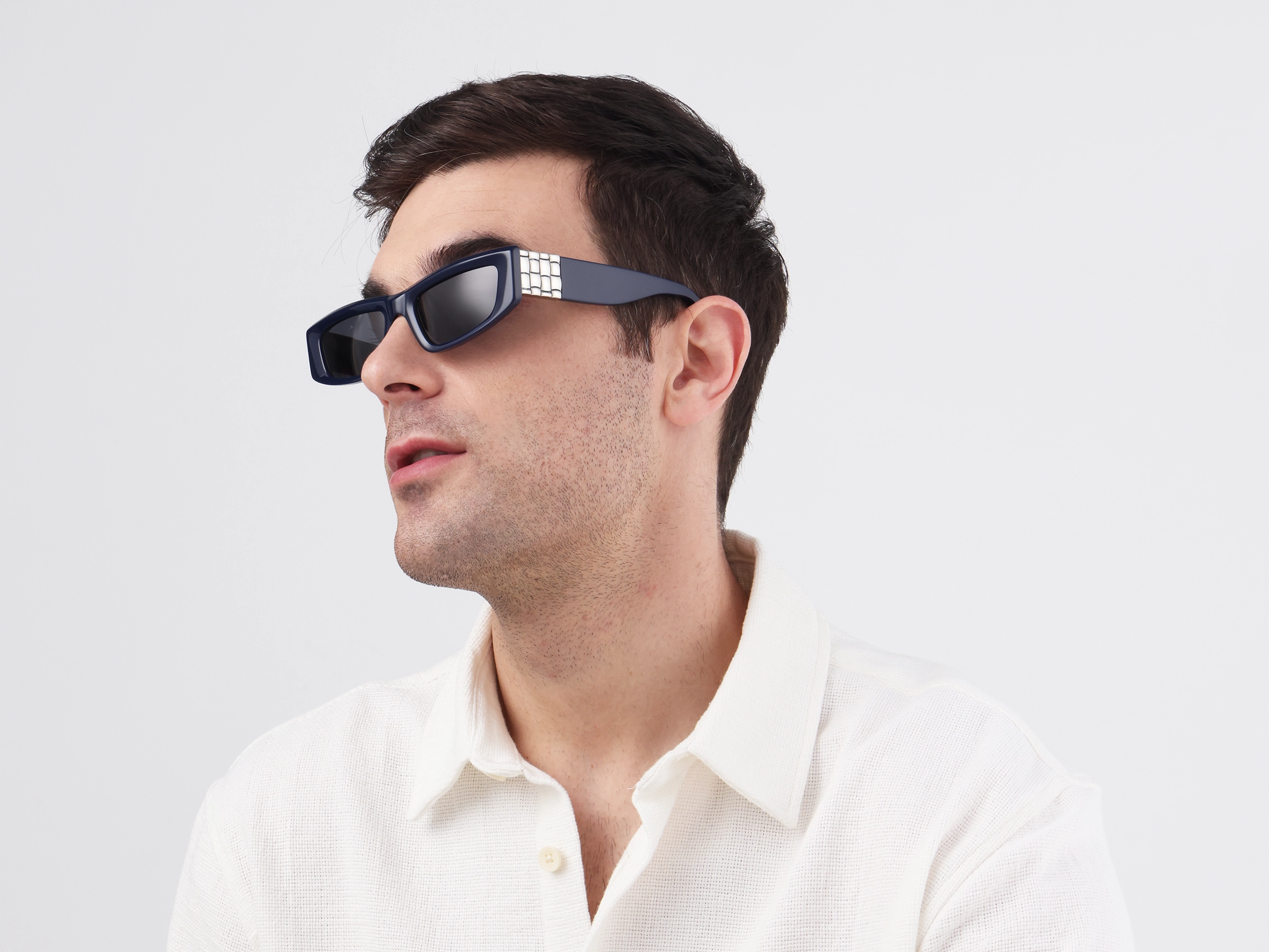 Thick Rectangle Full Rim Dark Grey Tint Sunglasses