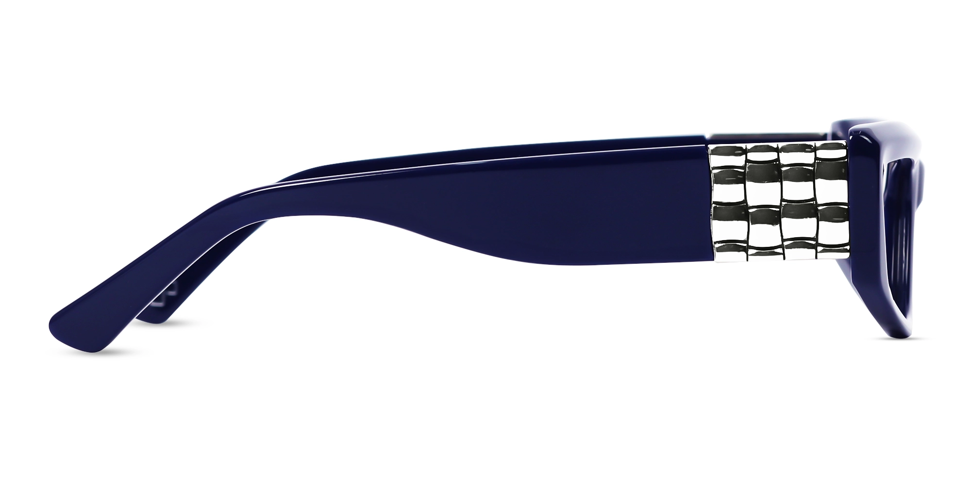 Blue & Silver Rectangle Thick Frame Glasses