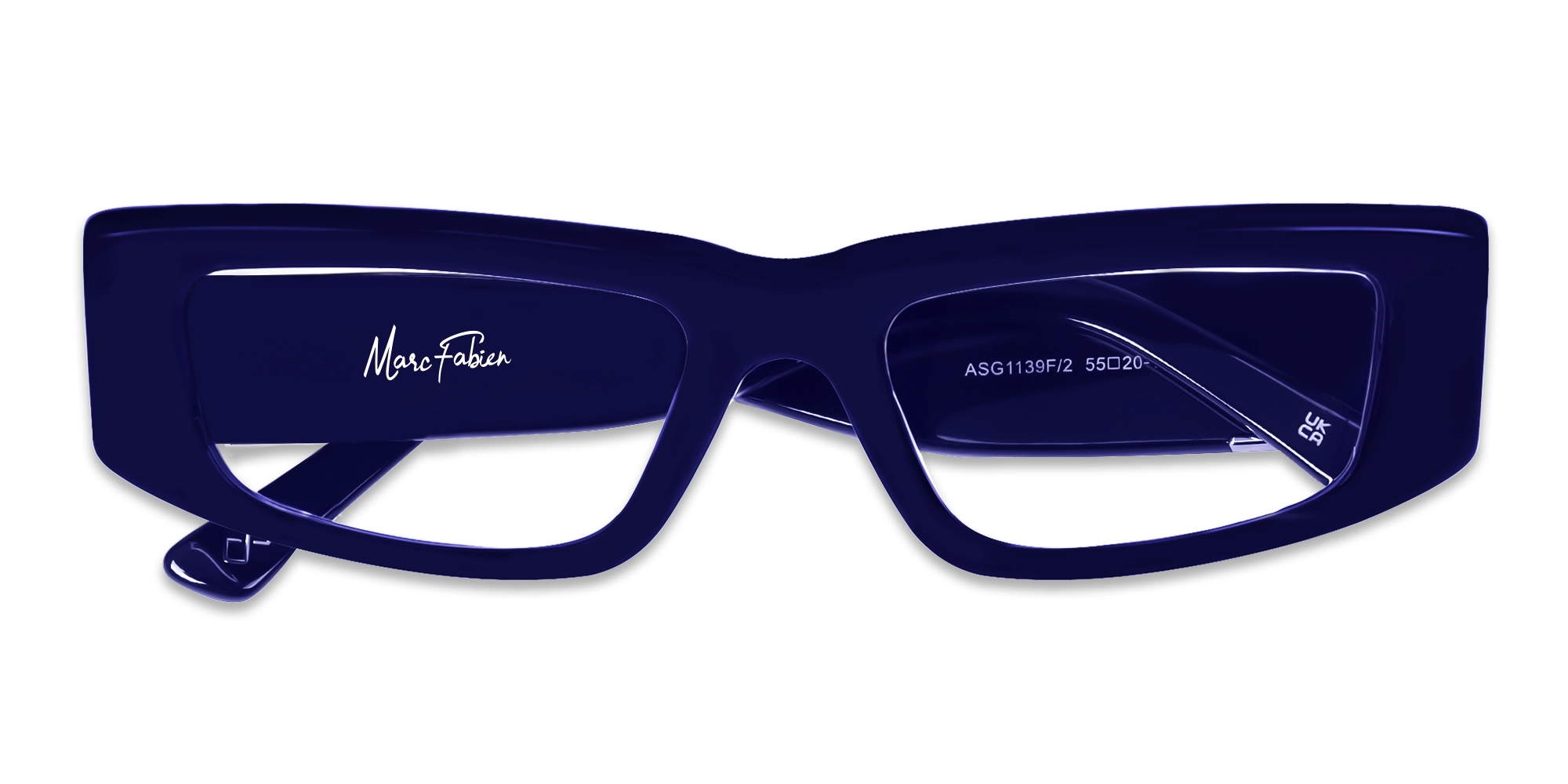 Blue & Silver Rectangle Thick Frame Glasses