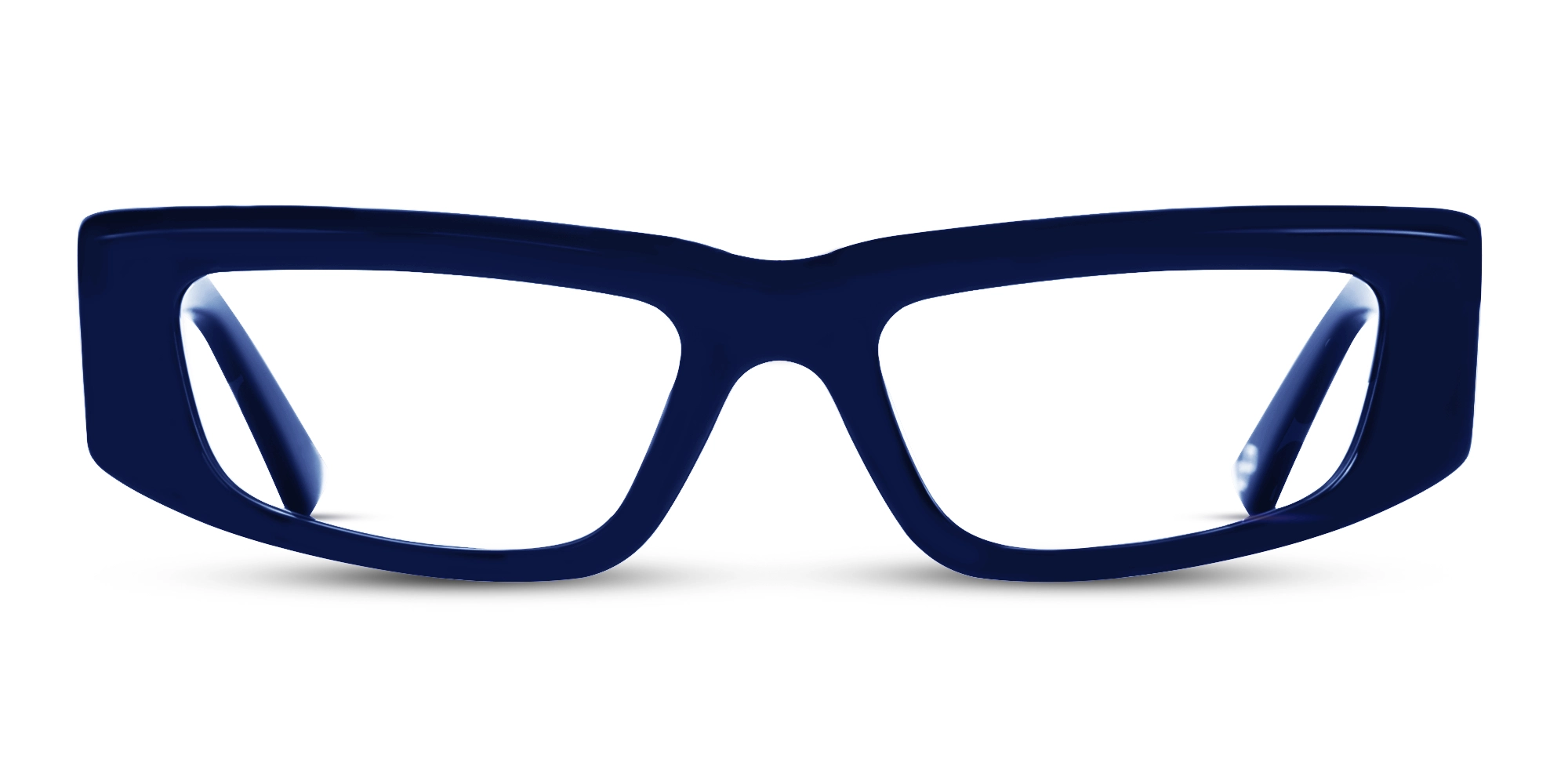 Blue & Silver Rectangle Thick Frame Glasses