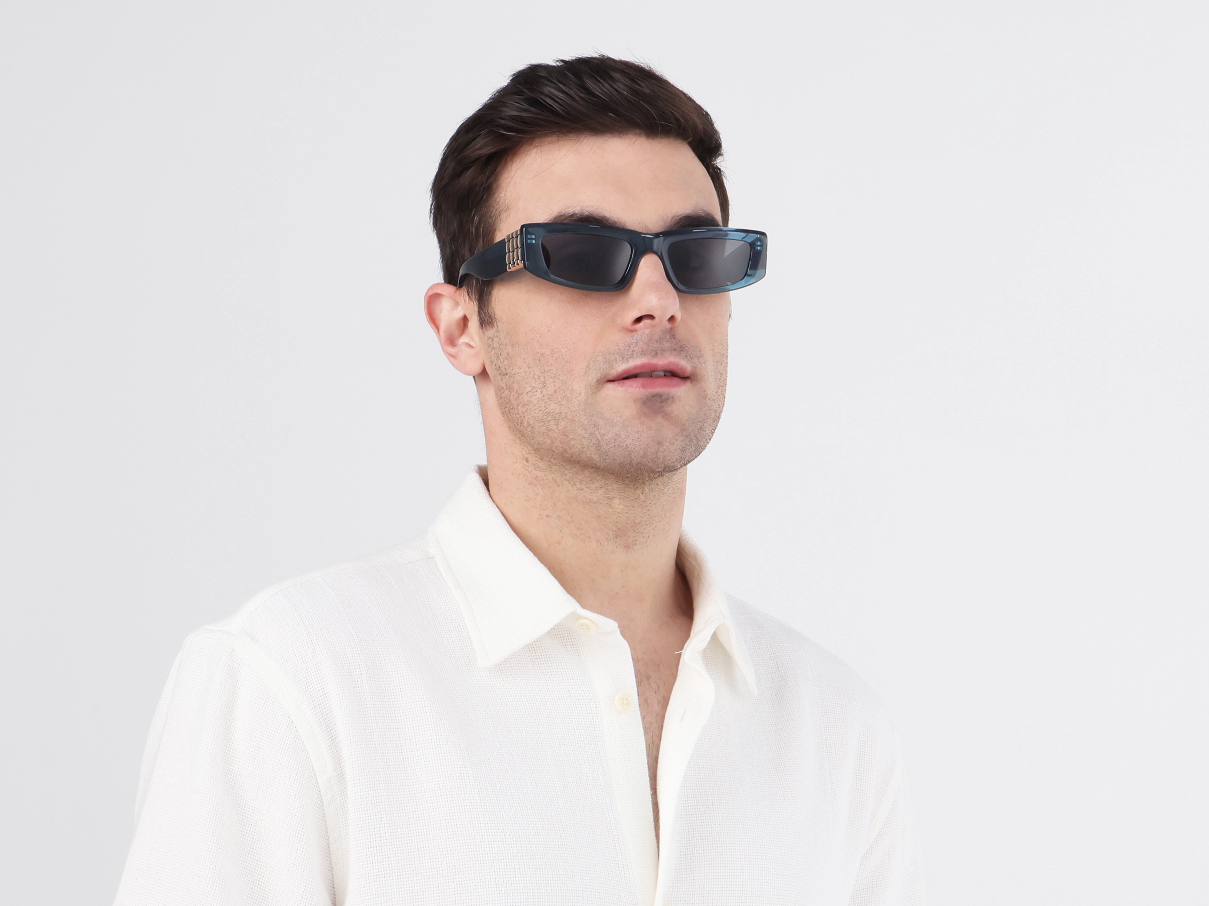 Rectangle Acetate Solid Dark Grey Tint Sunglasses