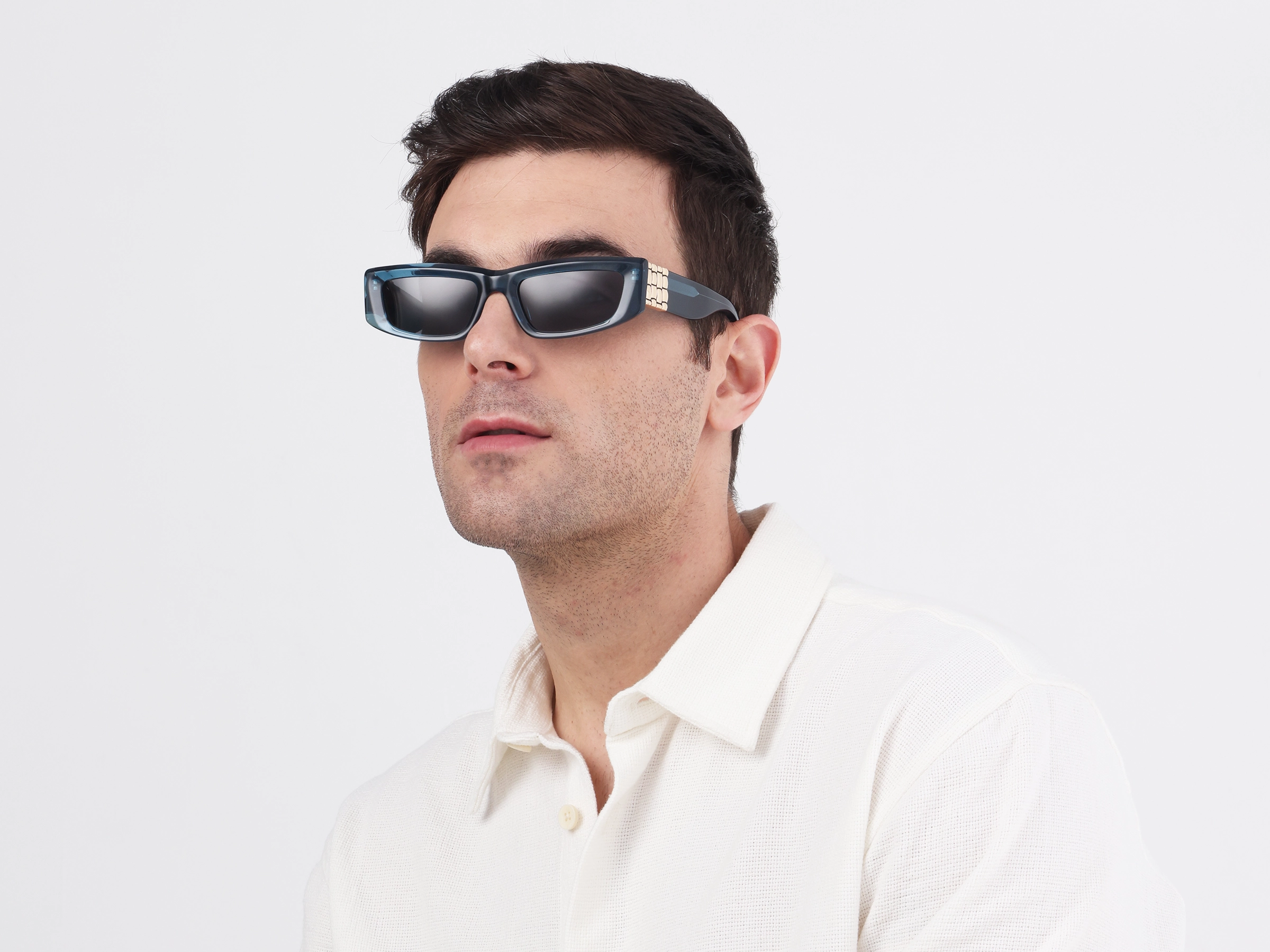 Rectangle Acetate Solid Dark Grey Tint Sunglasses