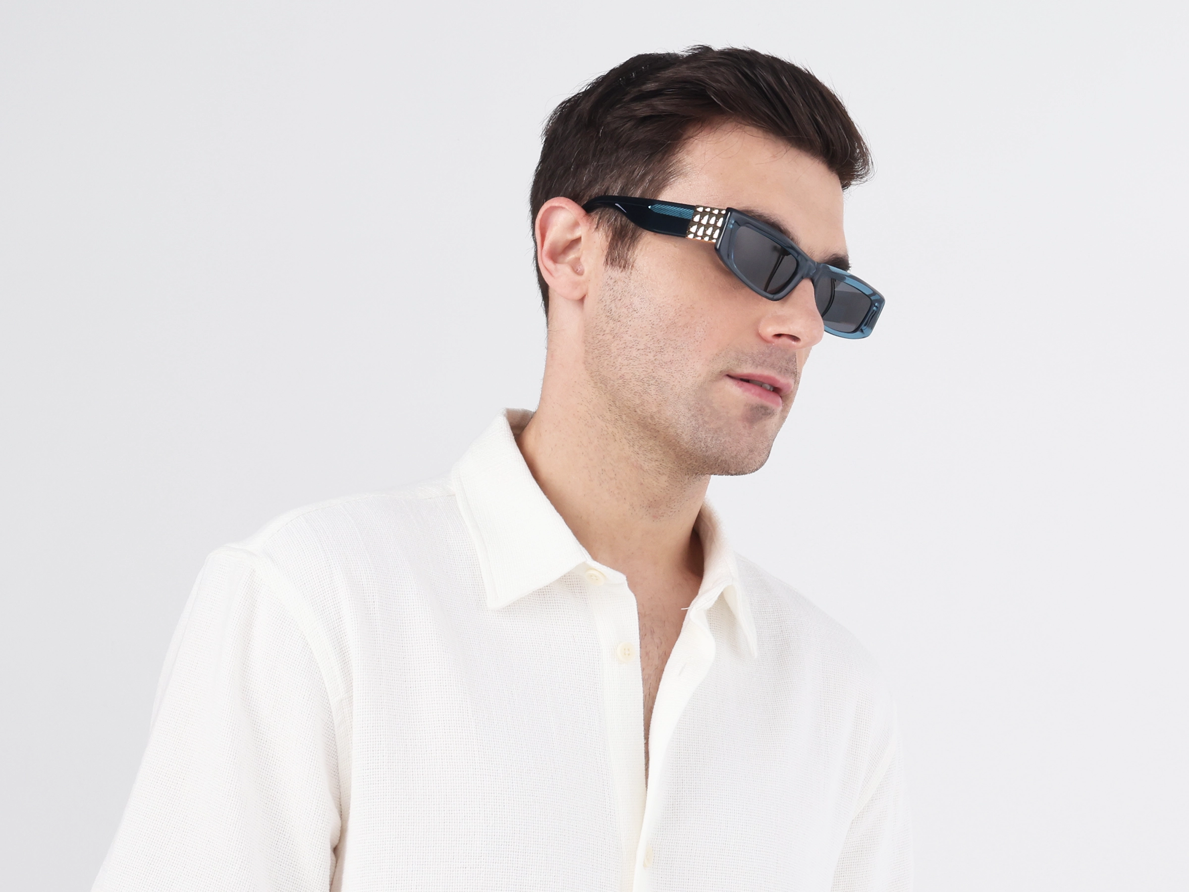 Rectangle Acetate Solid Dark Grey Tint Sunglasses