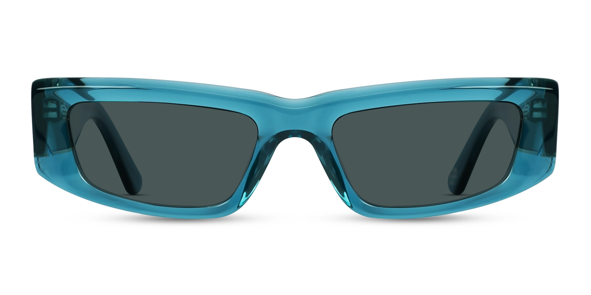 Rectangle Acetate Solid Dark Grey Tint Sunglasses