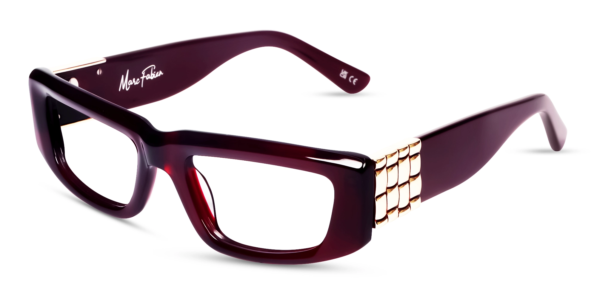Cherry Red & Gold Thick Rectangle Glasses