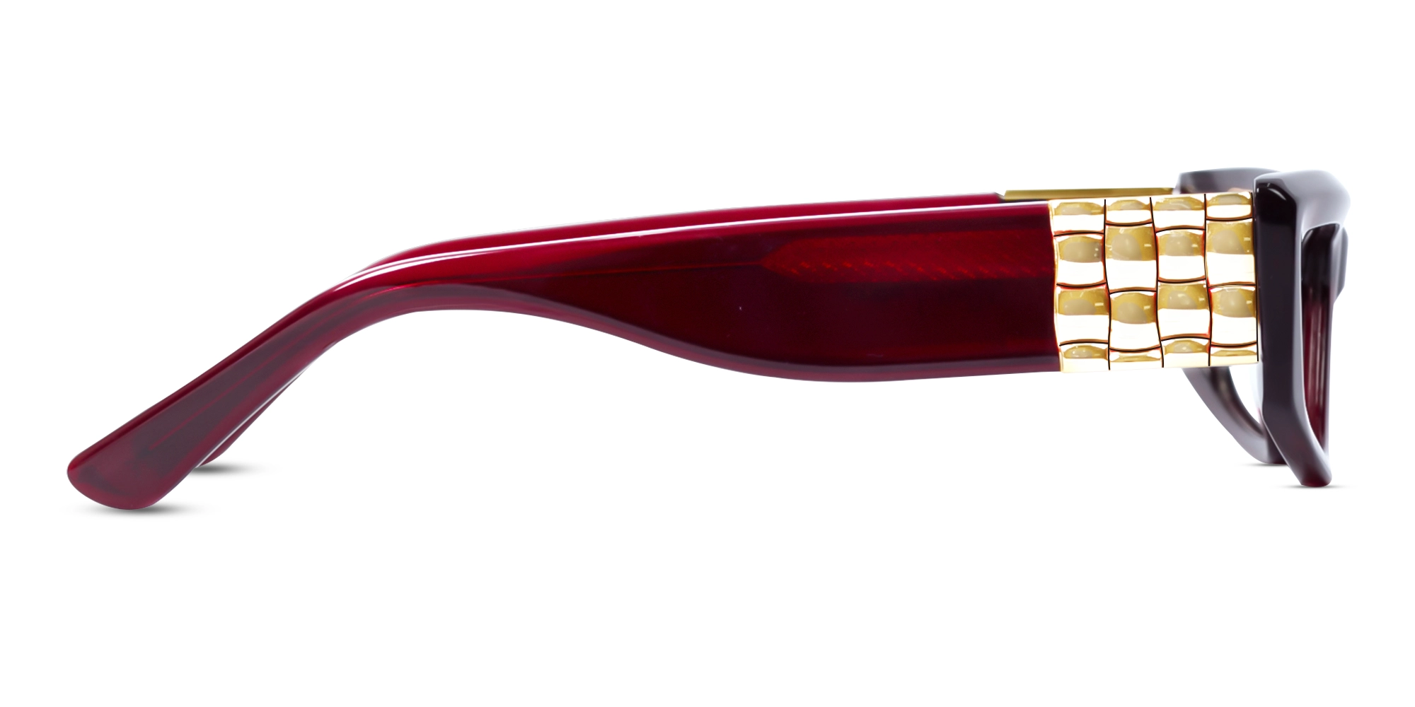 Cherry Red & Gold Thick Rectangle Glasses