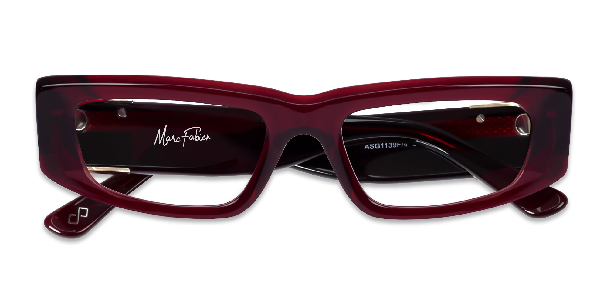 Cherry Red & Gold Thick Rectangle Glasses