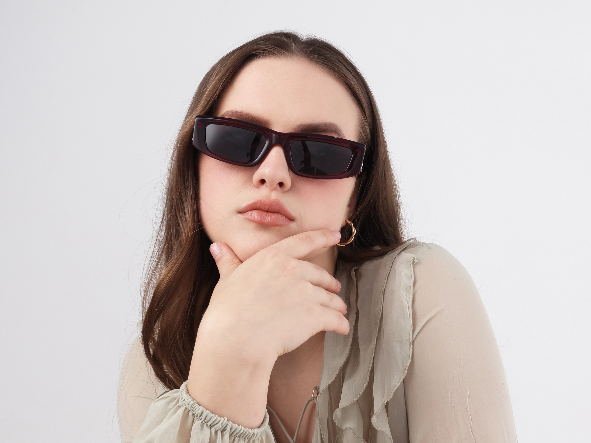 Cherry Red Frame With Dark Grey Tint Sunglasses