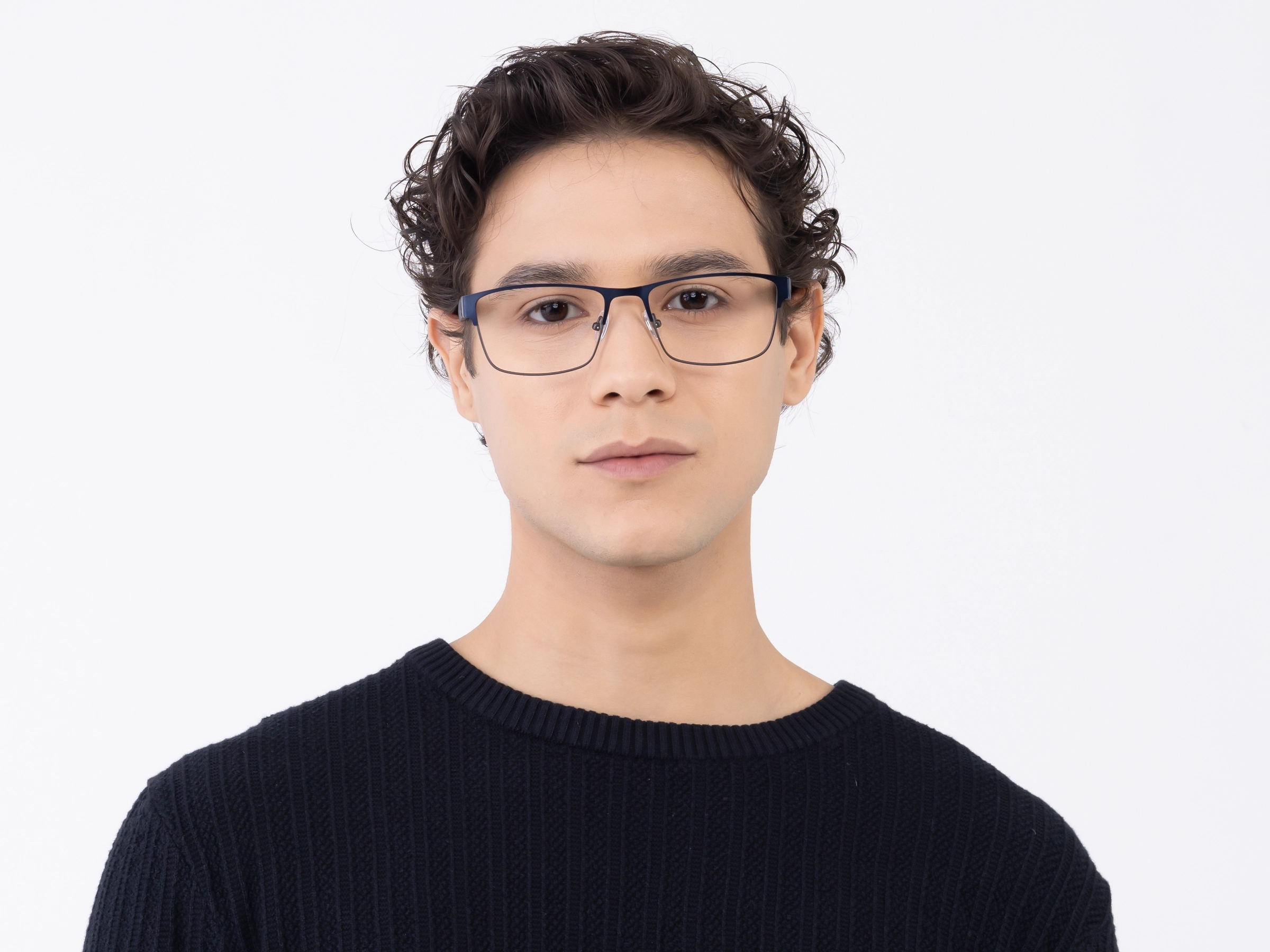 Blue & Gunmetal Rectangle Glasses