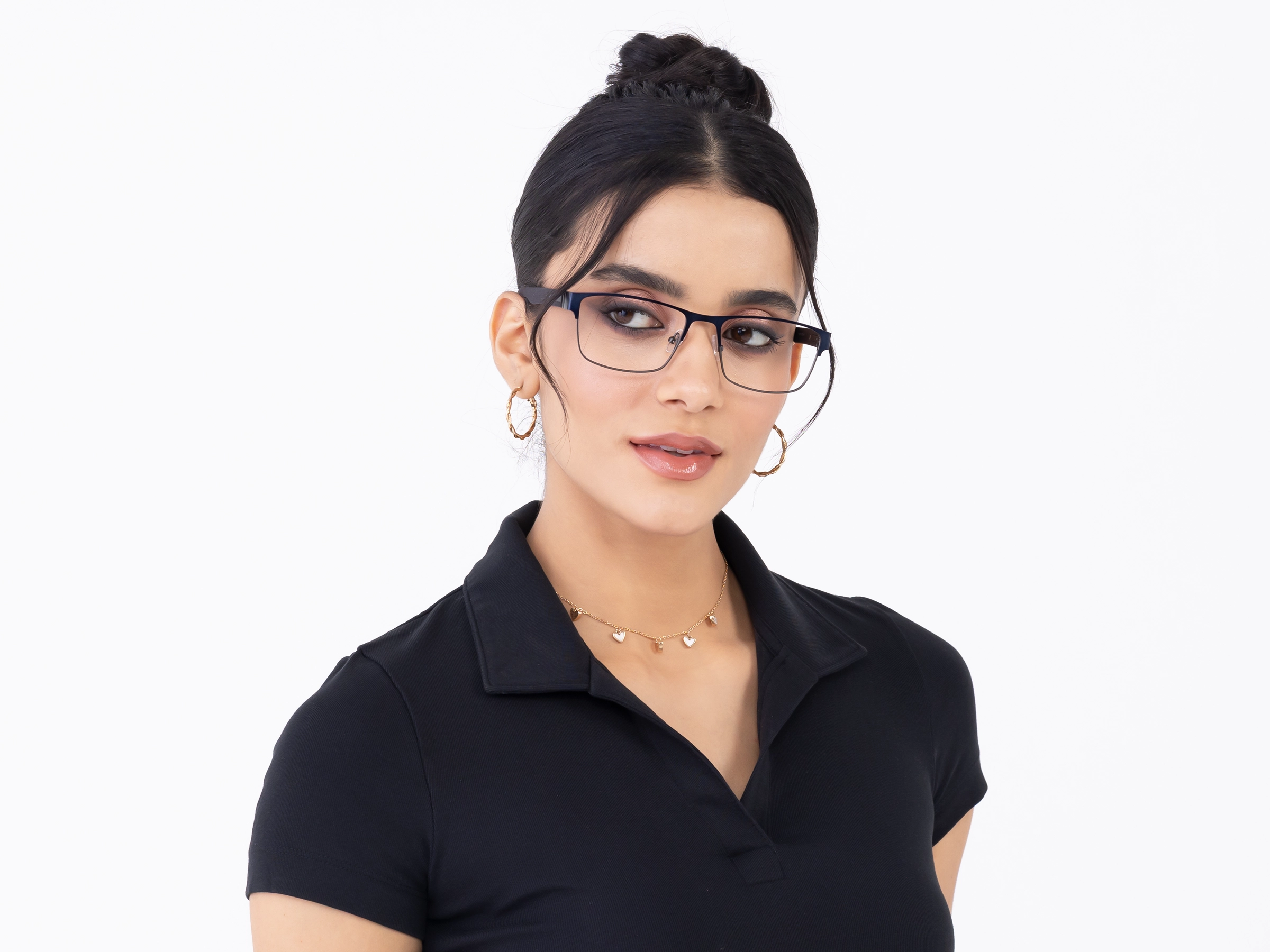 Blue & Gunmetal Rectangle Glasses