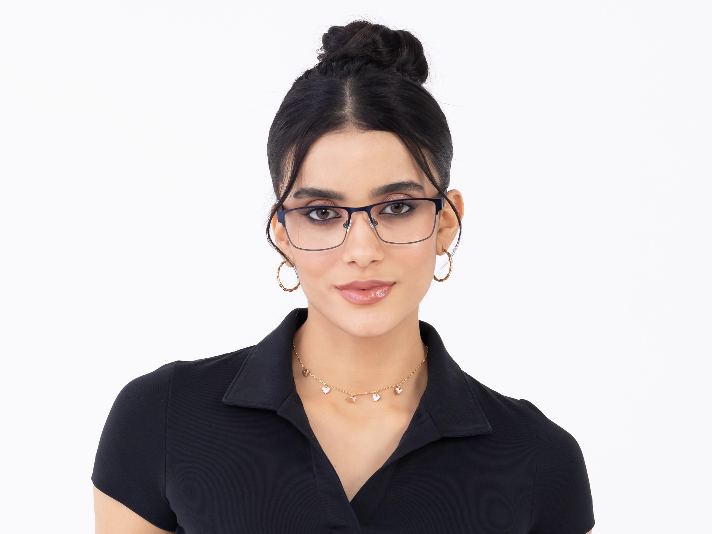 Blue & Gunmetal Rectangle Glasses