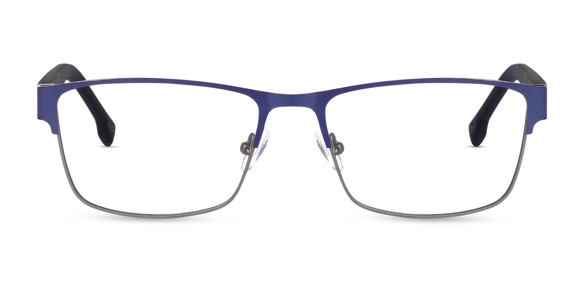 Blue & Gunmetal Rectangle Glasses-1