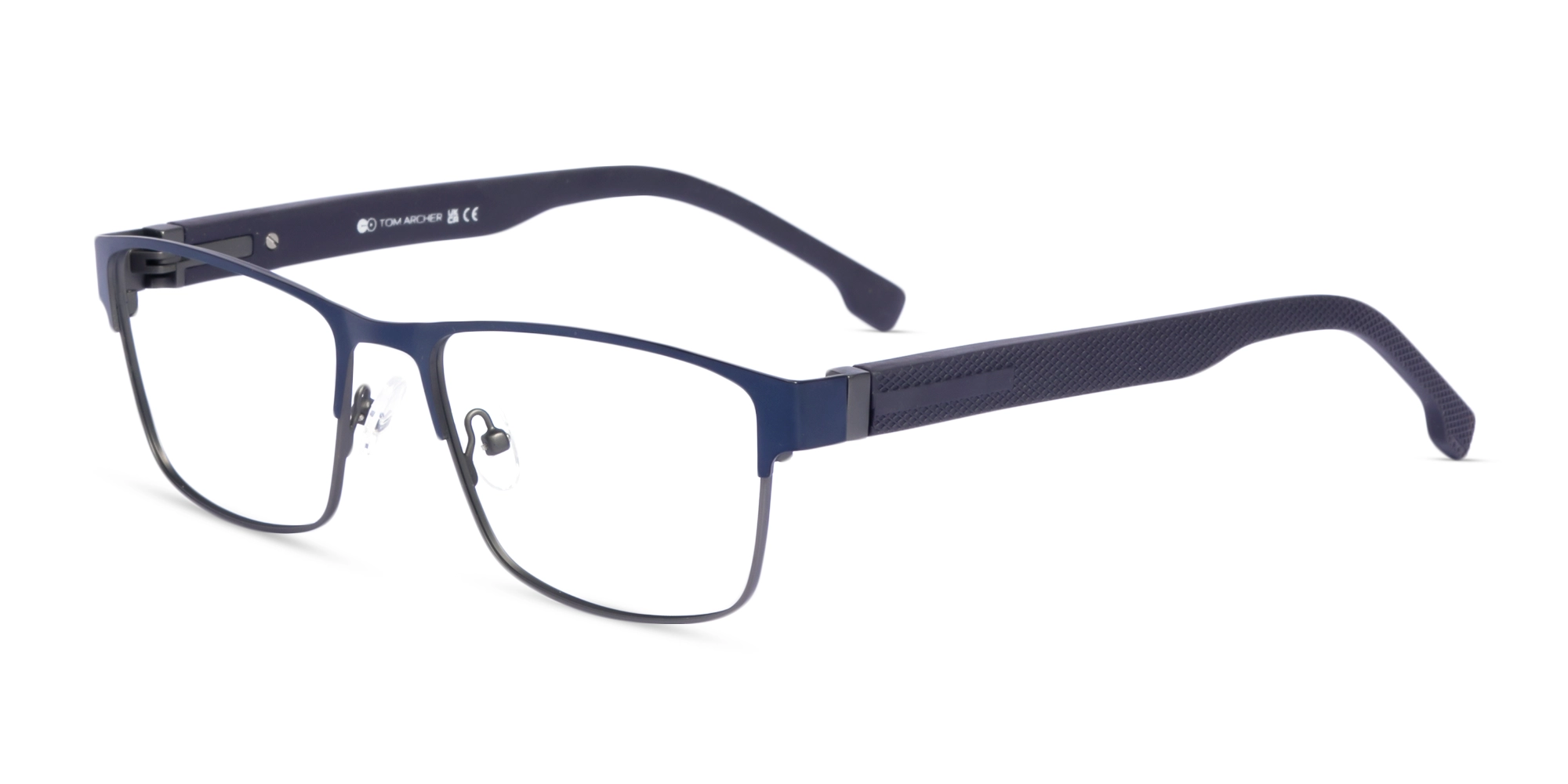 Blue & Gunmetal Rectangle Glasses-3