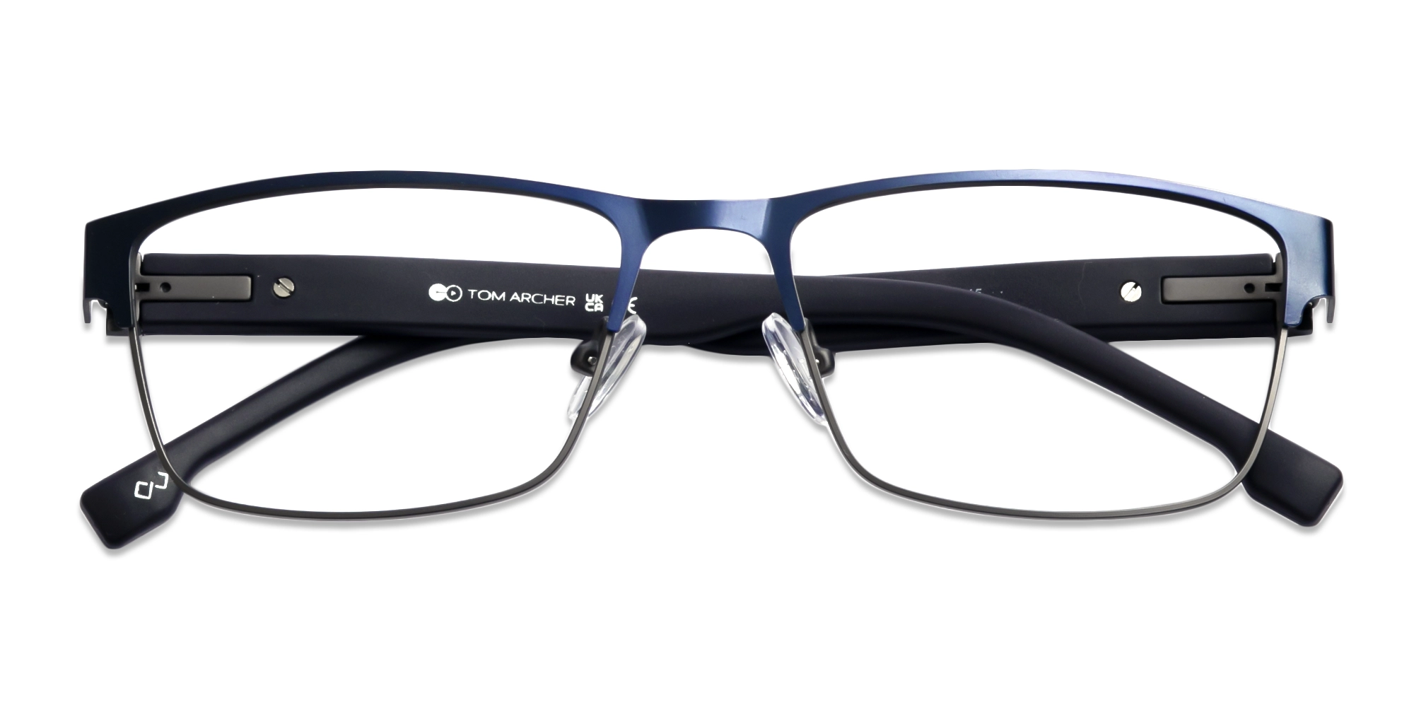 Blue & Gunmetal Rectangle Glasses-6