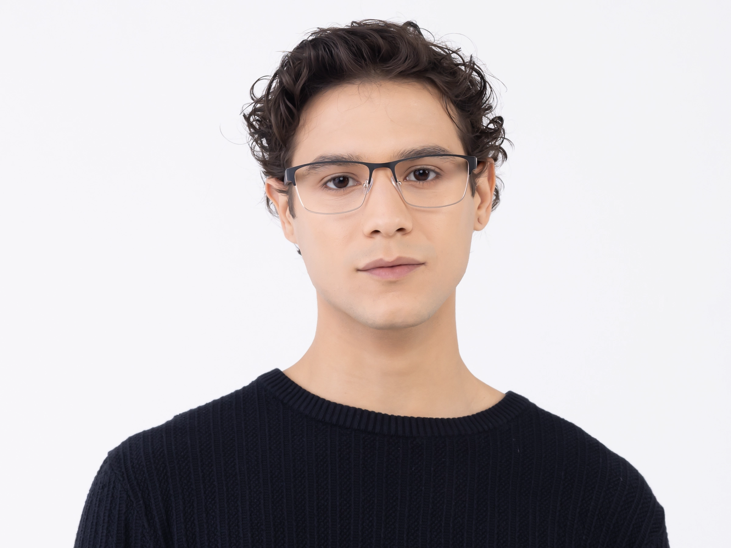 Matte Black & Gold Rectangle Glasses