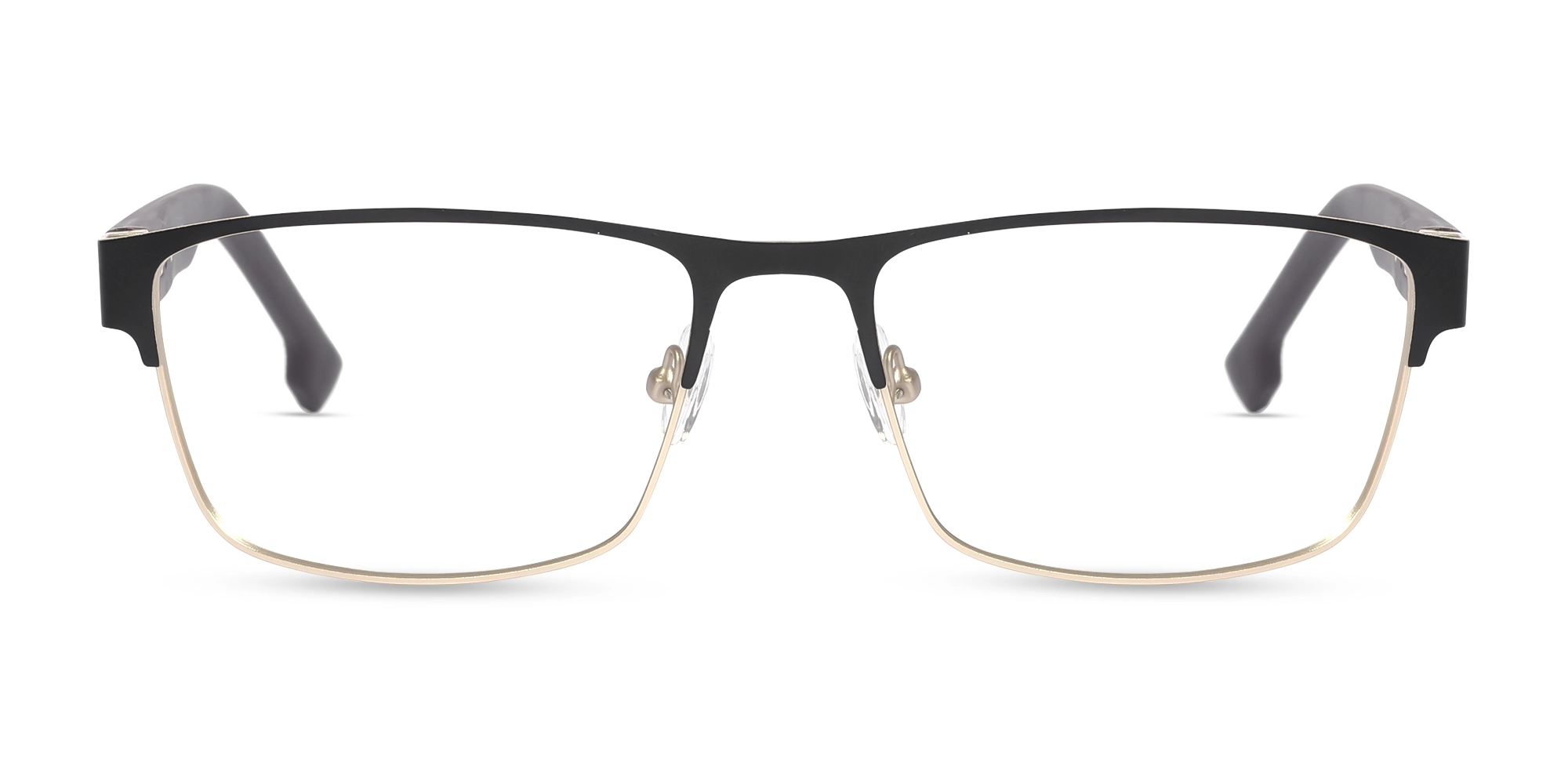 Matte Black & Gold Rectangle Glasses-1