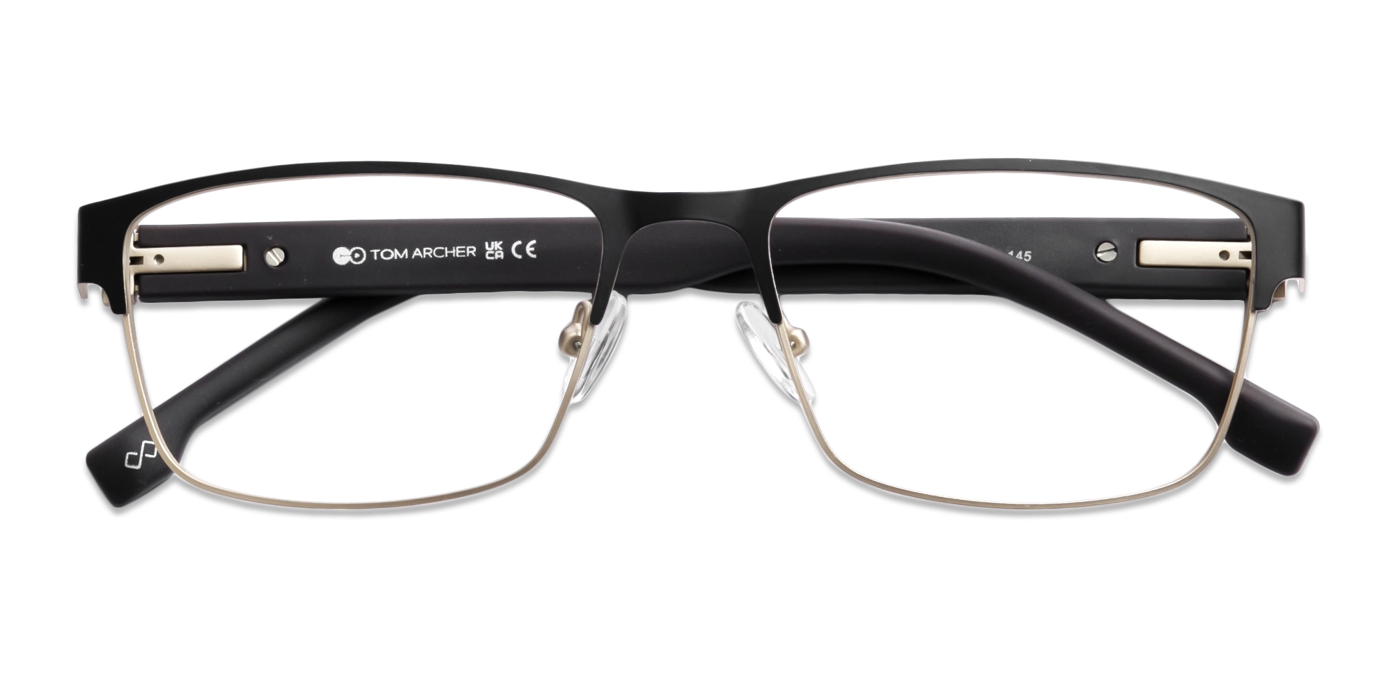 Matte Black & Gold Rectangle Glasses-6