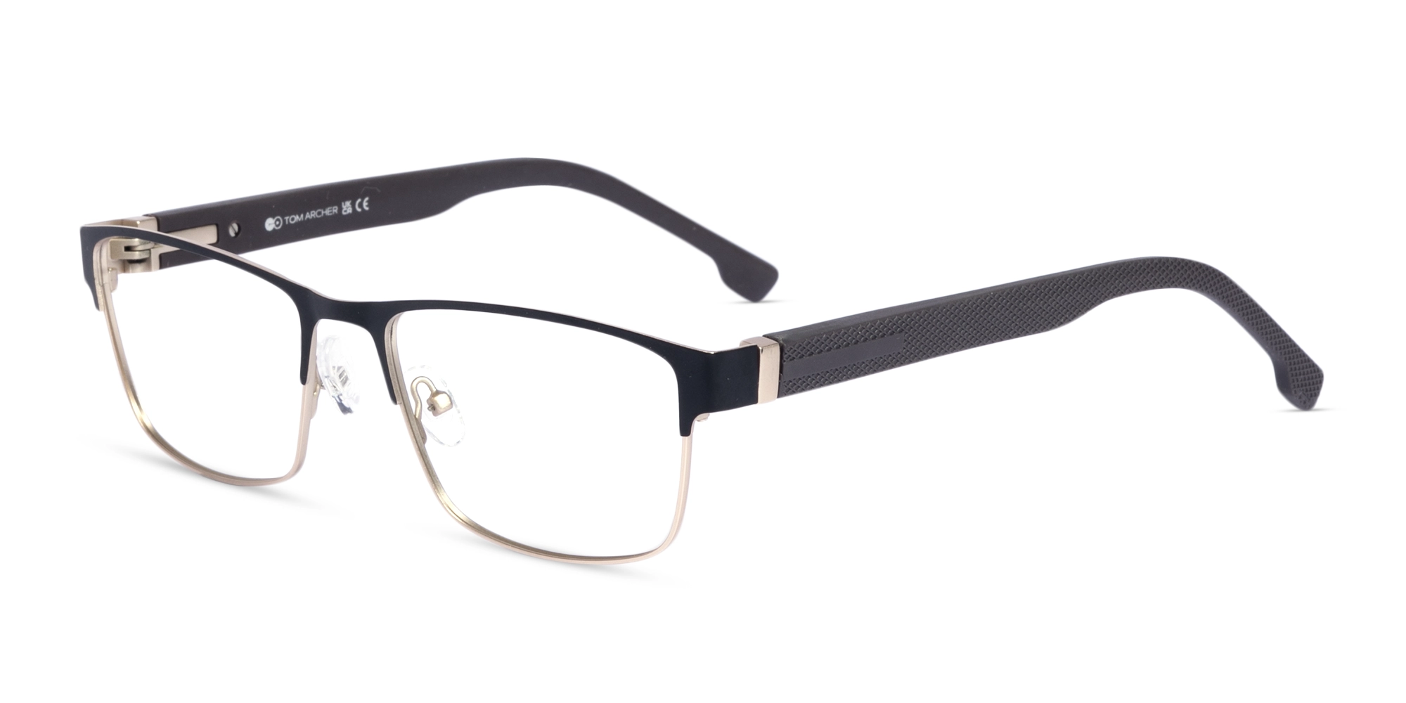 Matte Black & Gold Rectangle Glasses-3