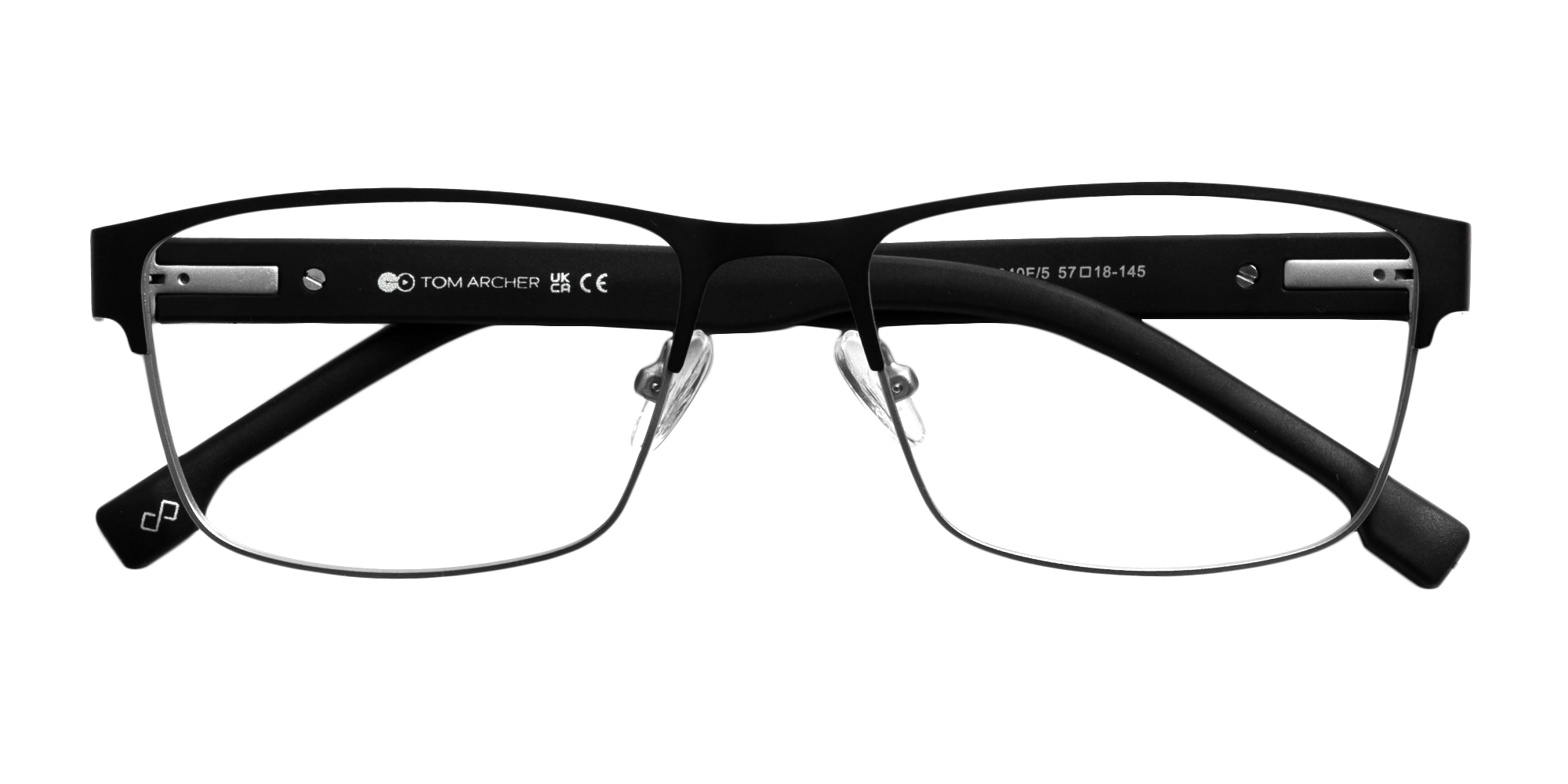 Matte Black & Silver Rectangle Glasses-6