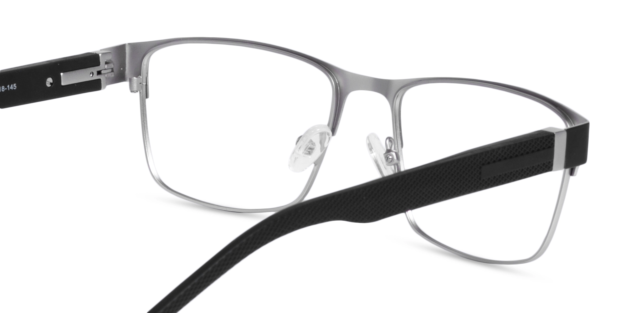Matte Black & Silver Rectangle Glasses-5