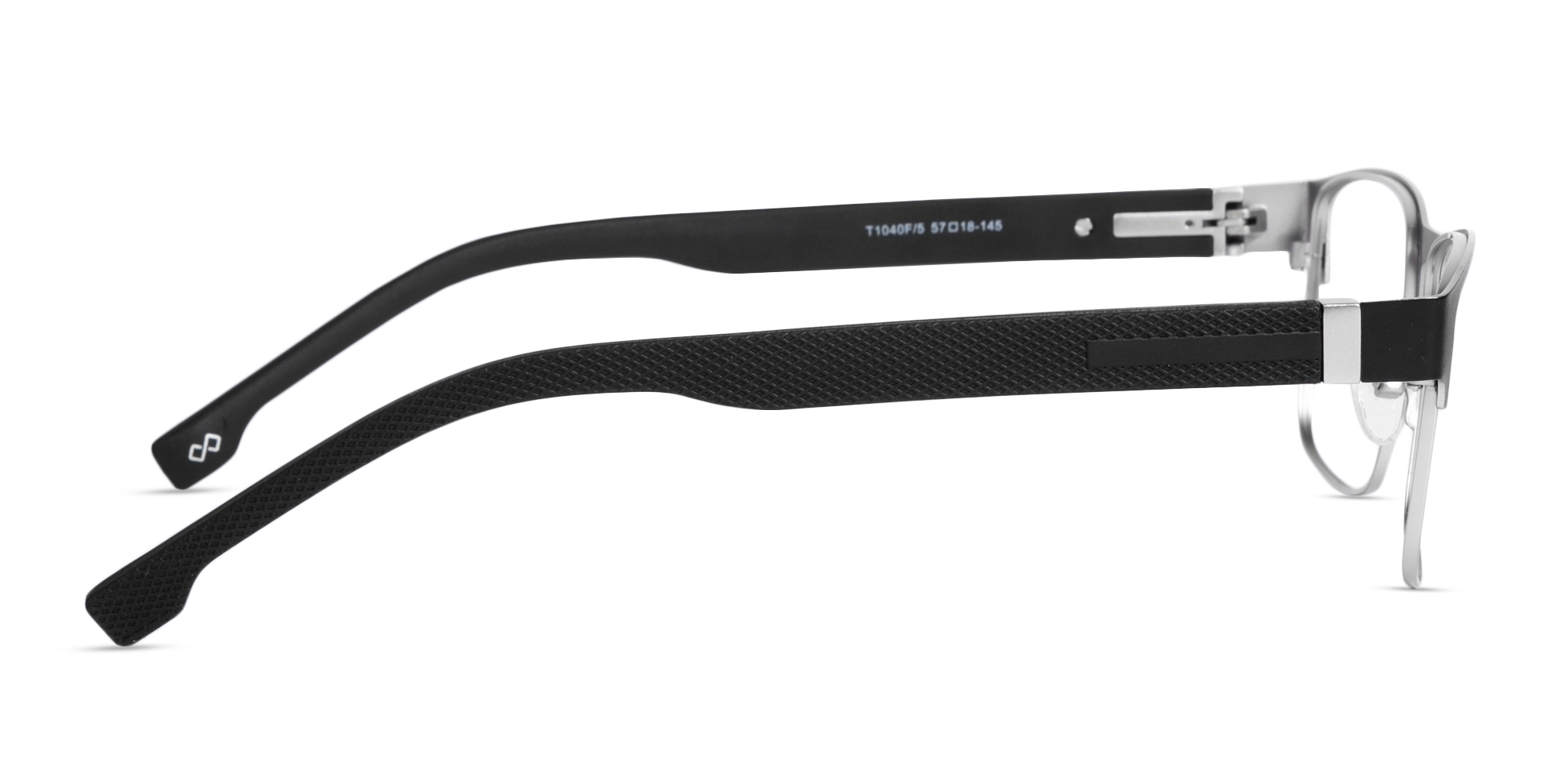 Matte Black & Silver Rectangle Glasses-4