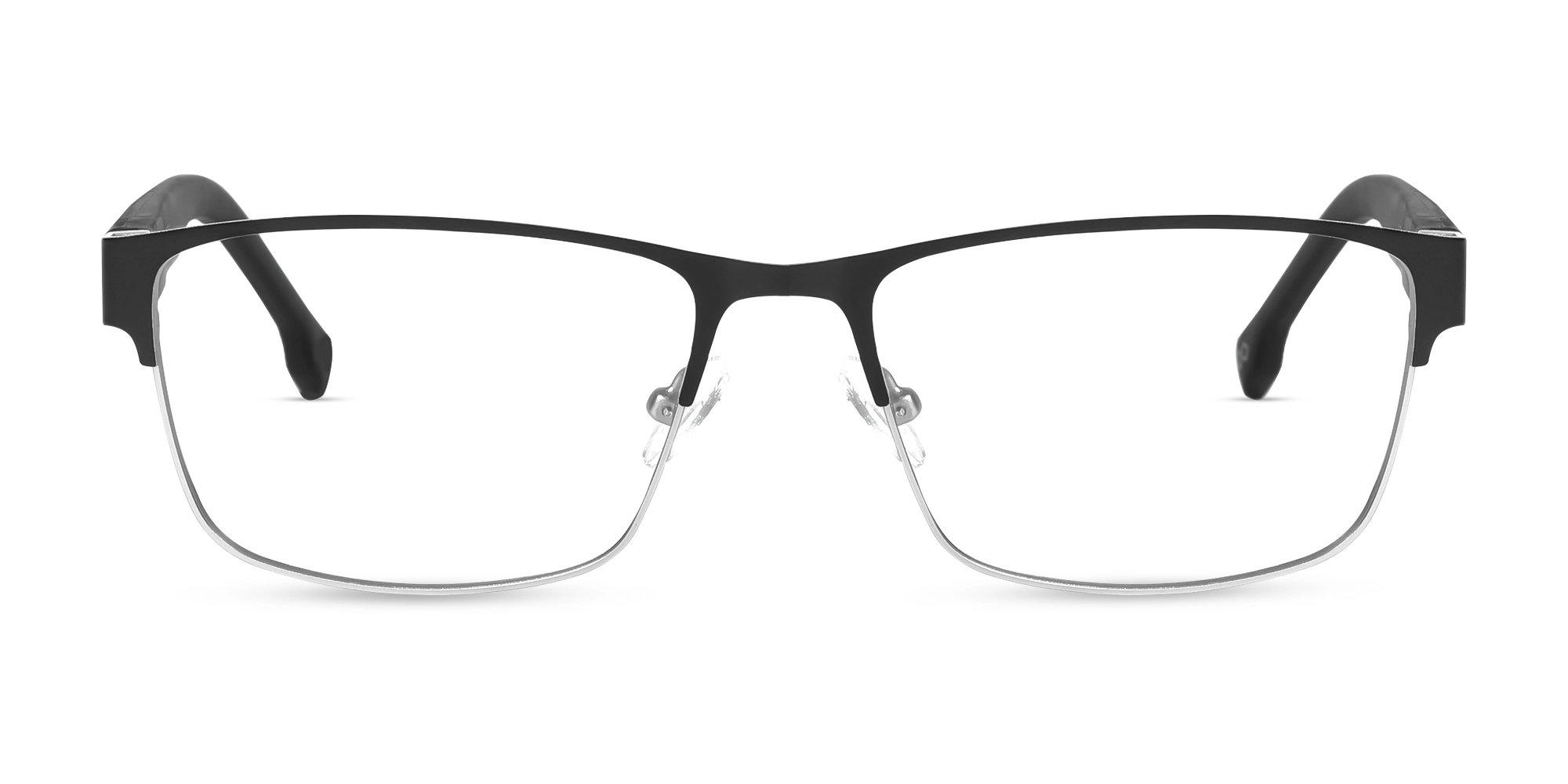 Matte Black & Silver Rectangle Glasses-1