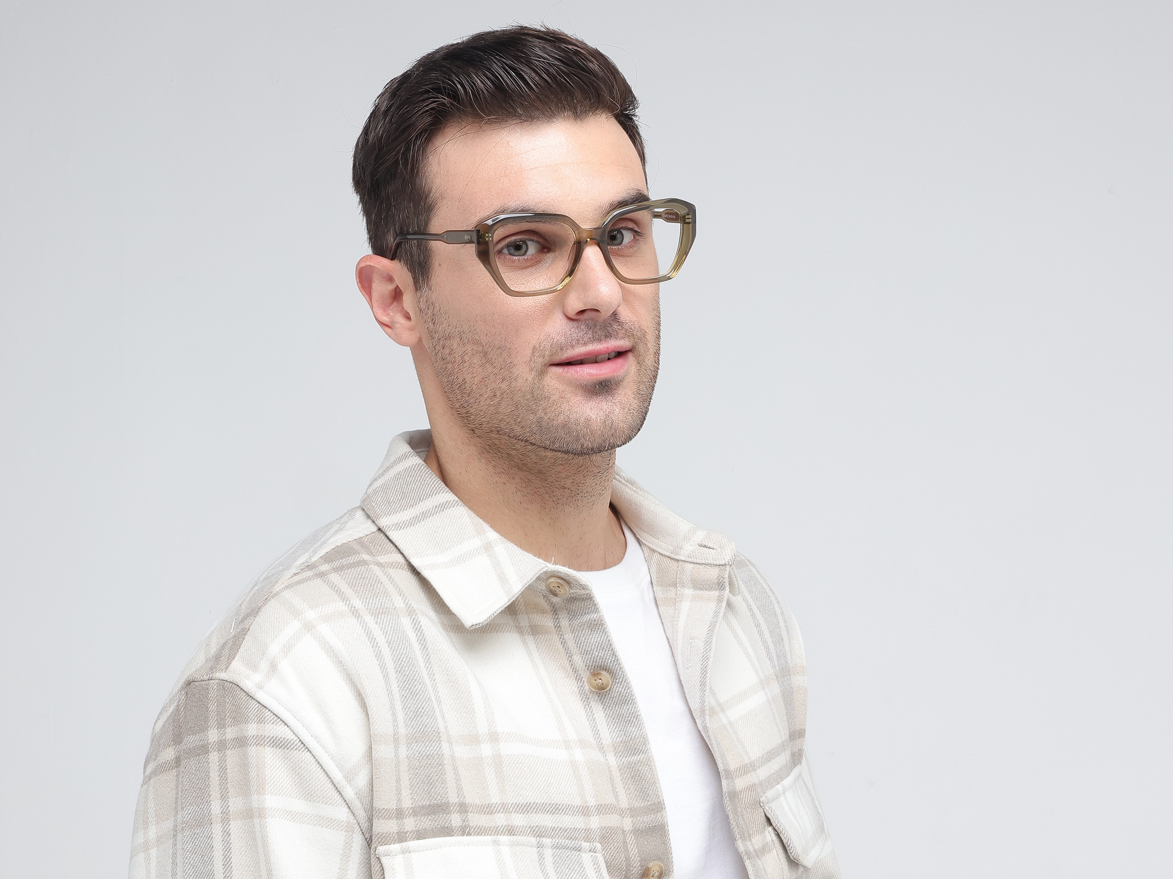 Crystal Sage Green Square Geometric Glasses