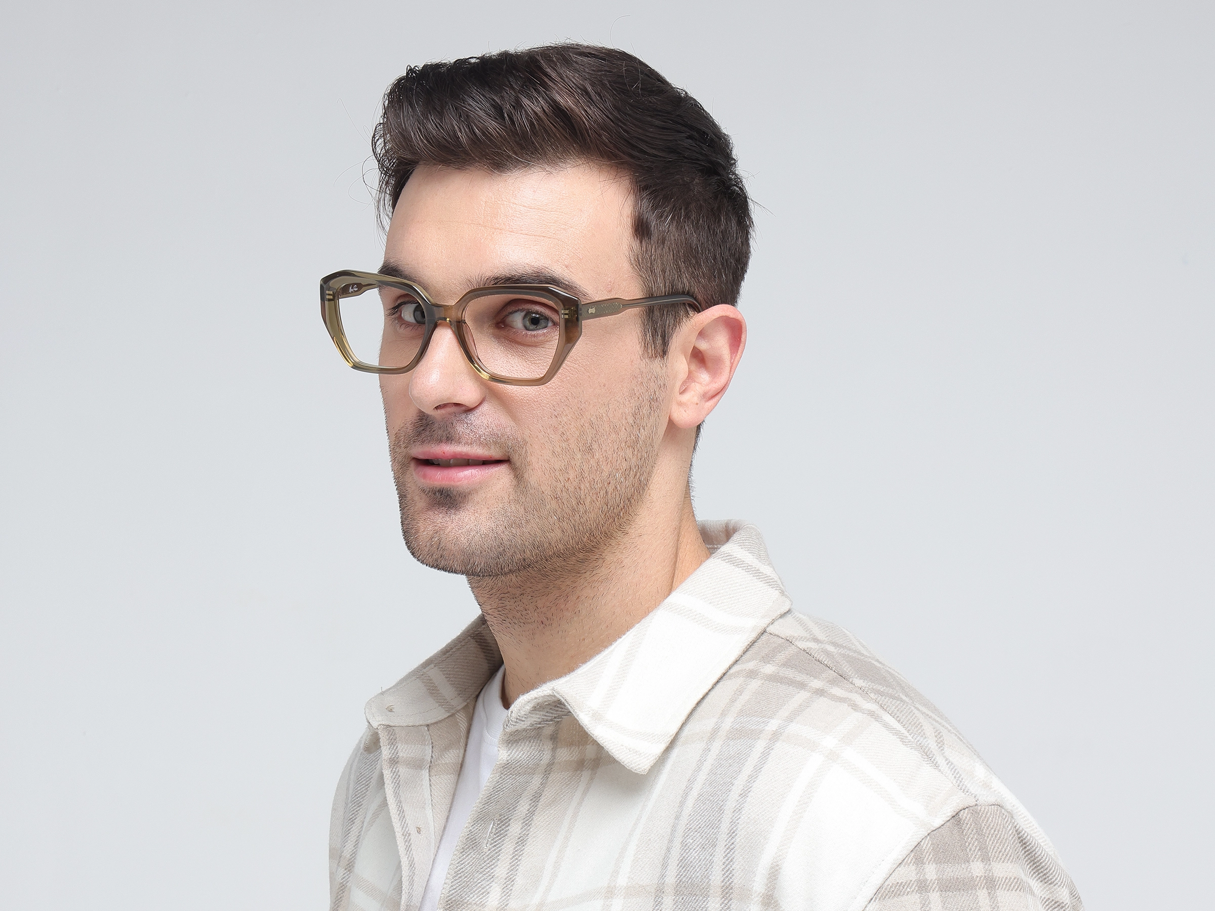 Crystal Sage Green Square Geometric Glasses