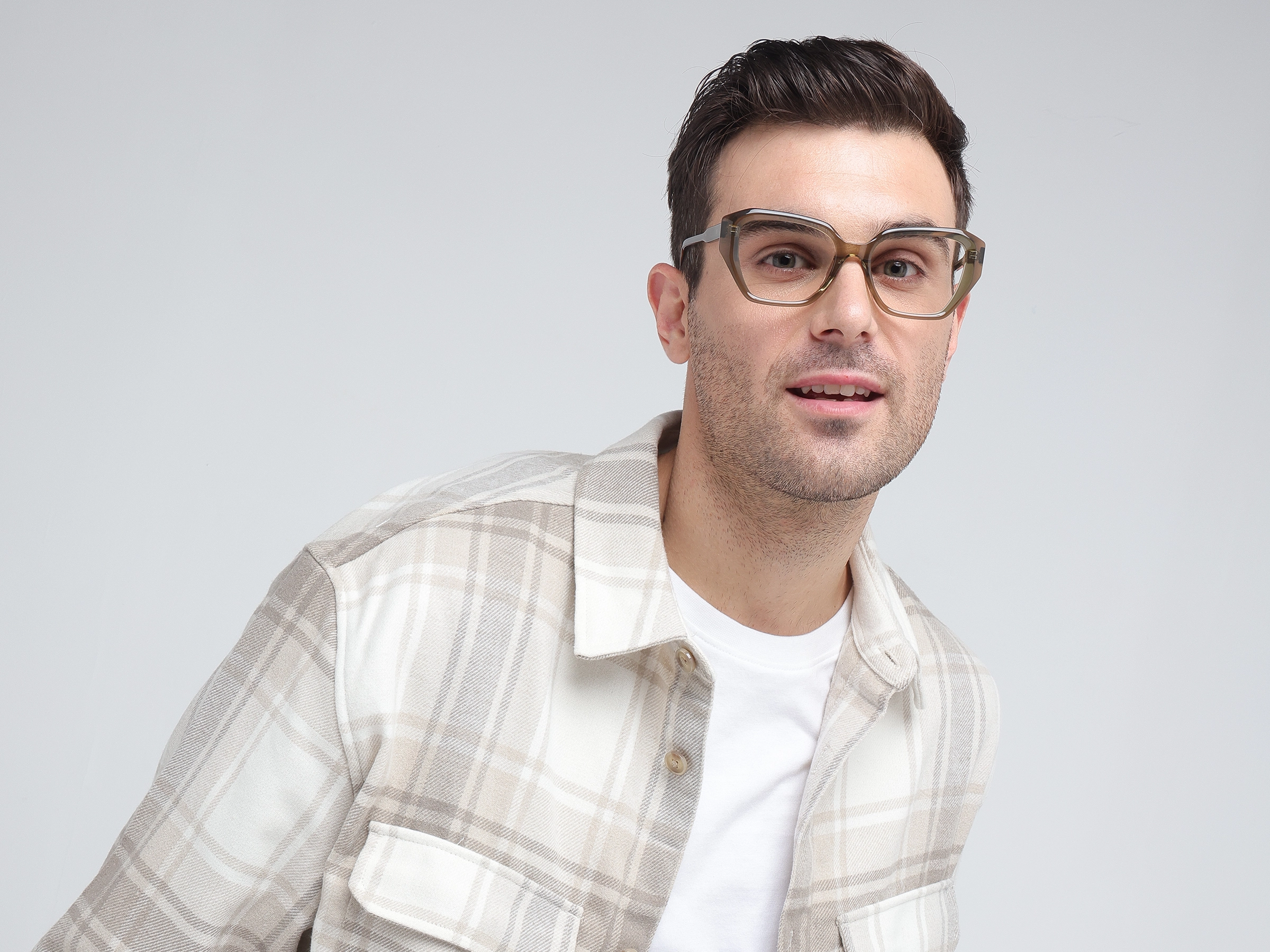 Crystal Sage Green Square Geometric Glasses