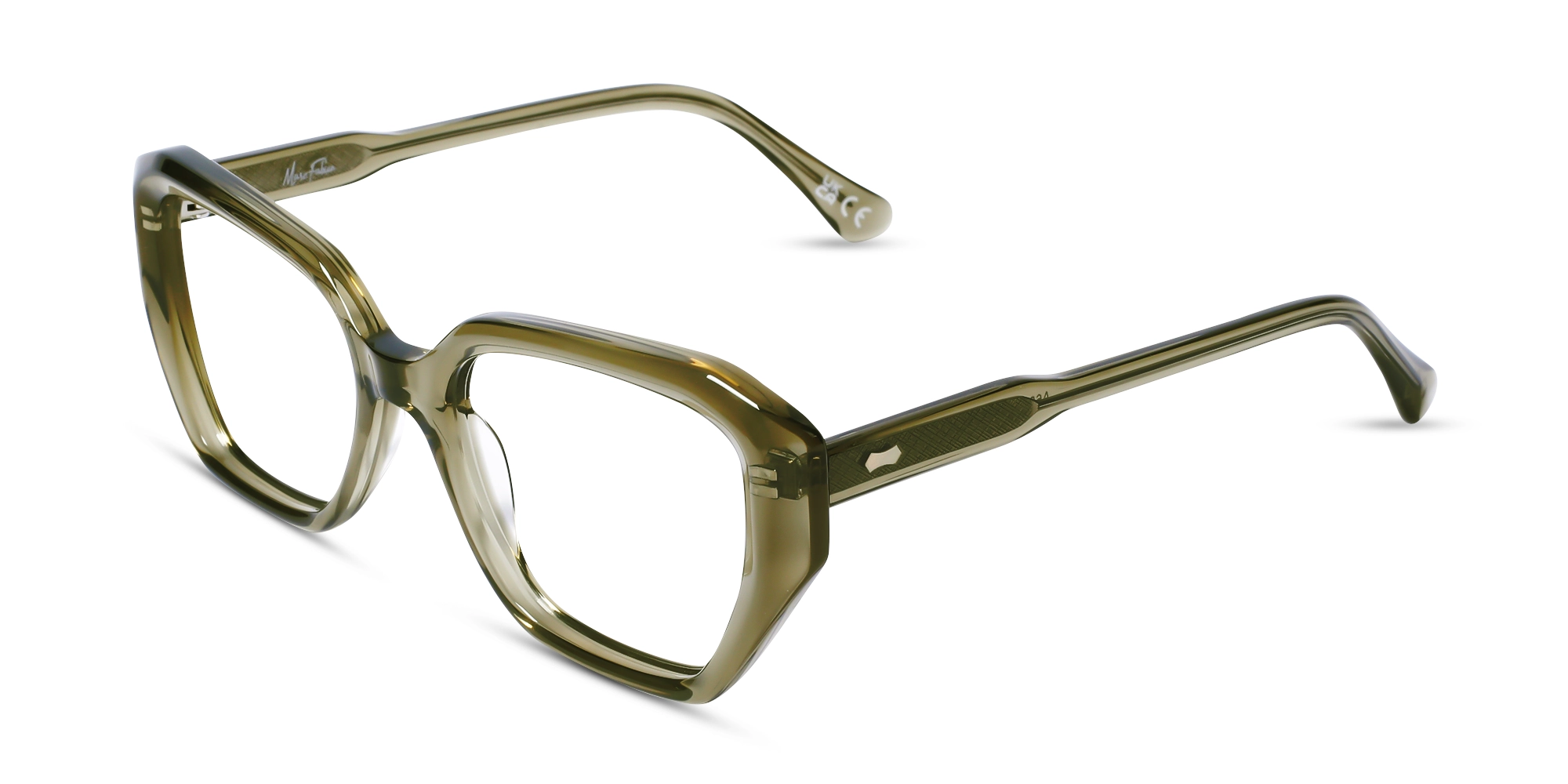 Crystal Sage Green Square Geometric Glasses