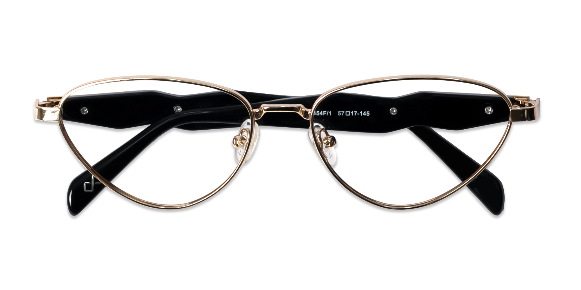 Champagne Gold Metal Cat-Eye Full Rim Glasses 6