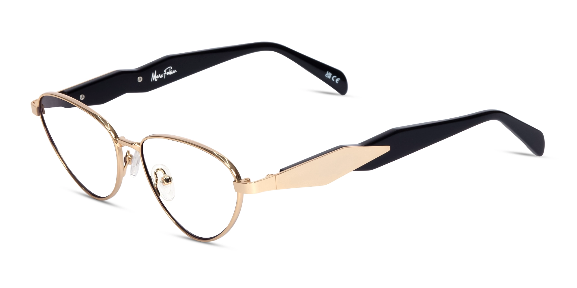 Champagne Gold Metal Cat-Eye Full Rim Glasses 3