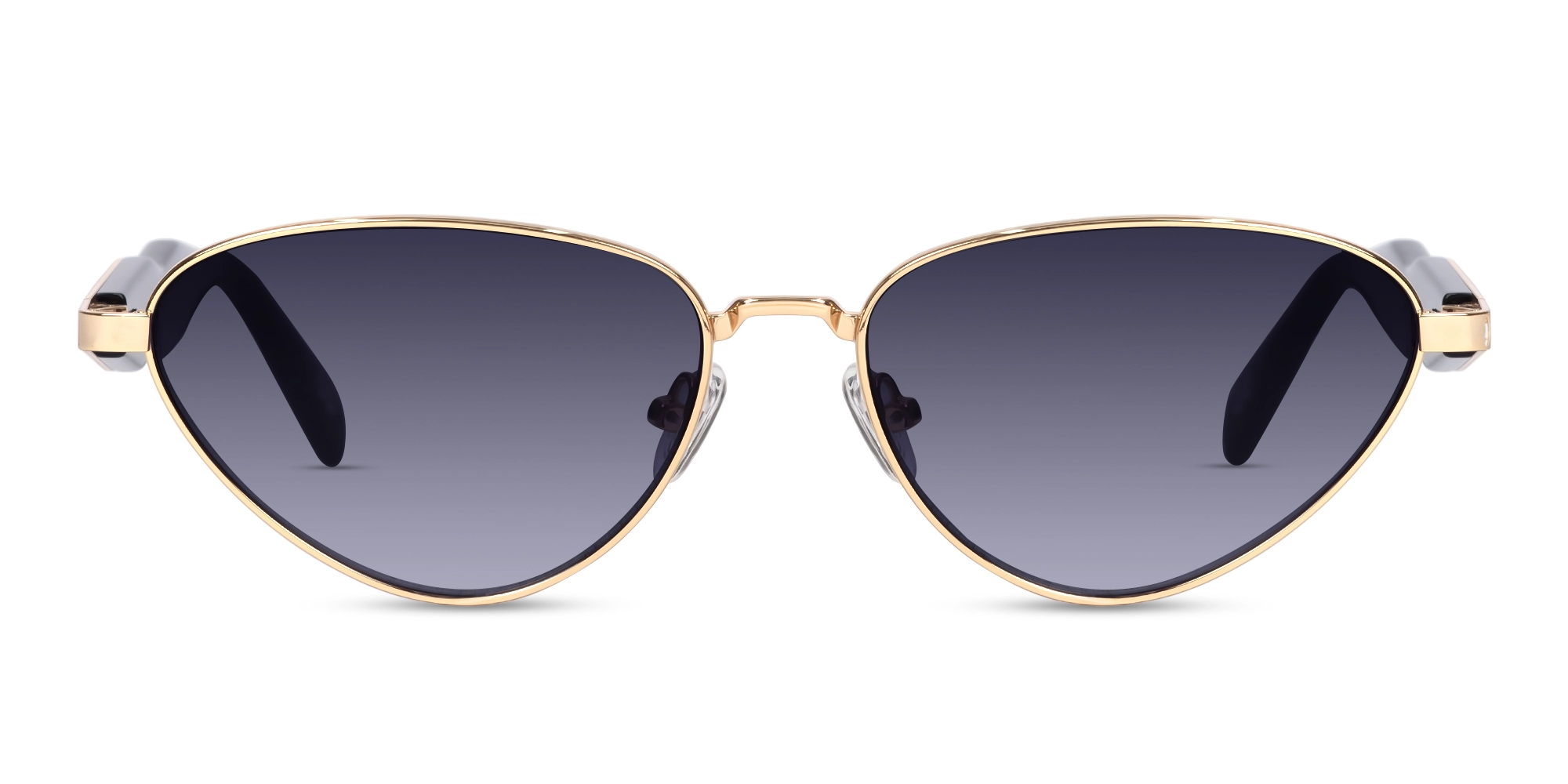 Gold Cat-Eye Sunglasses With Purple Tint-1
