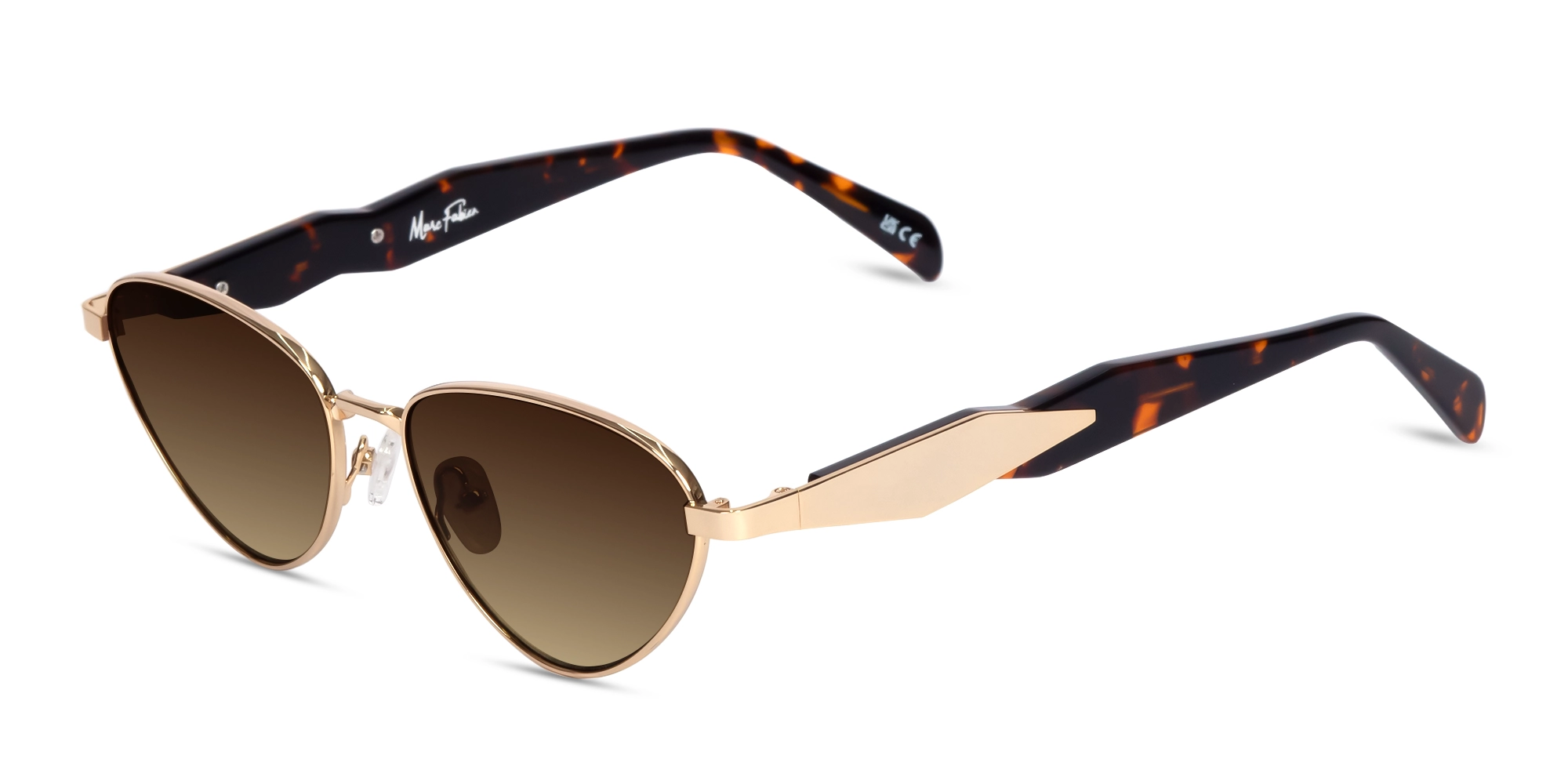 Champagne Gold Cat-Eye Brown Tinted Sunglasses-3