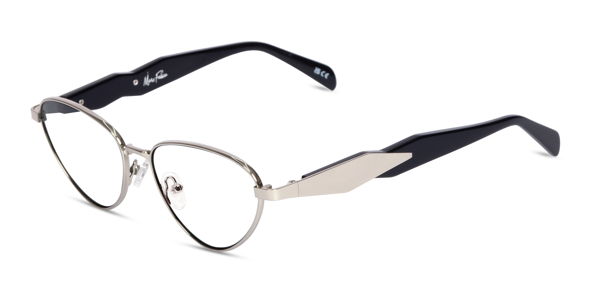 Silver Metal Cat-Eye Full Rim Glasses 3