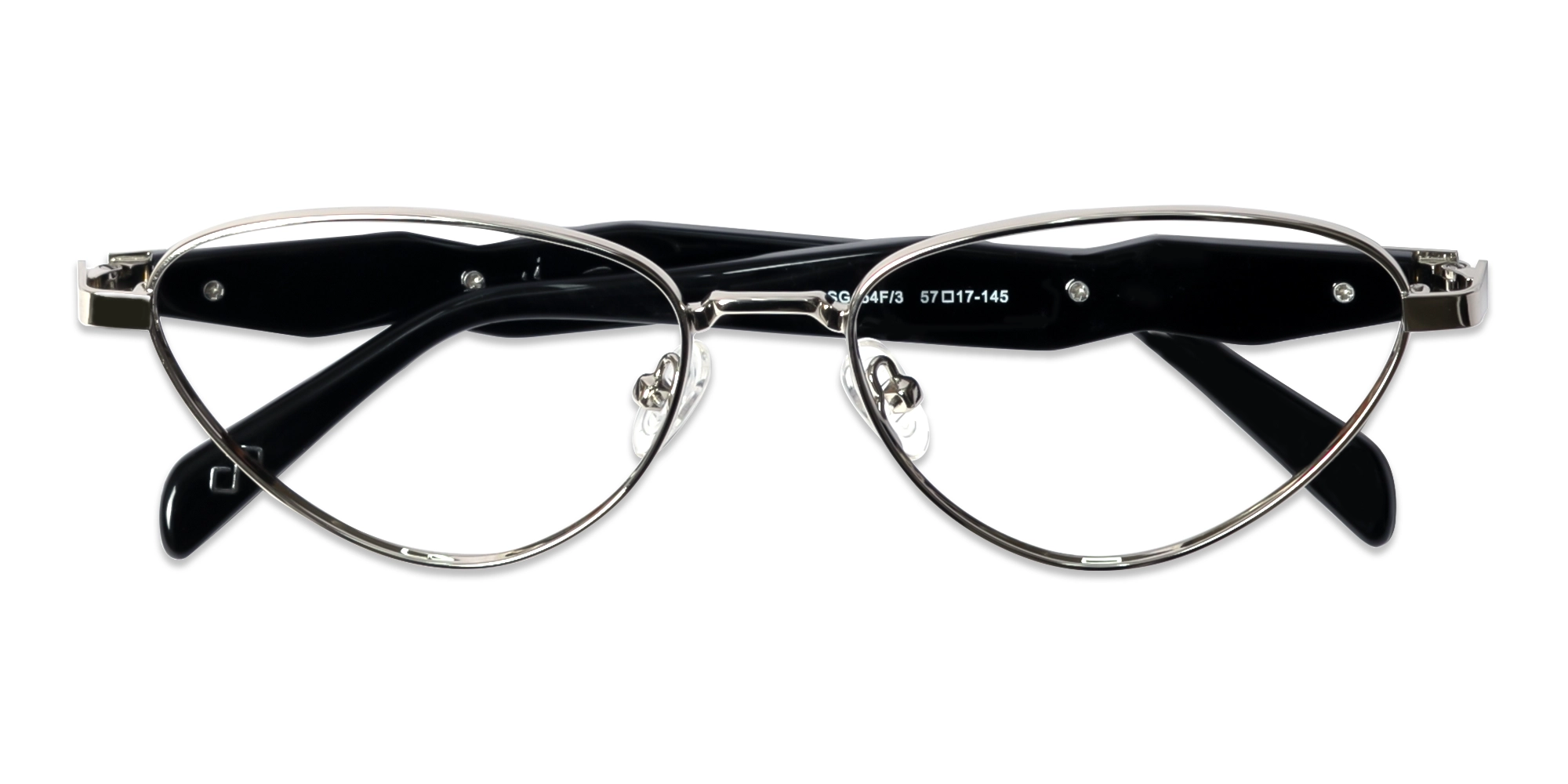 Silver Metal Cat-Eye Full Rim Glasses 6