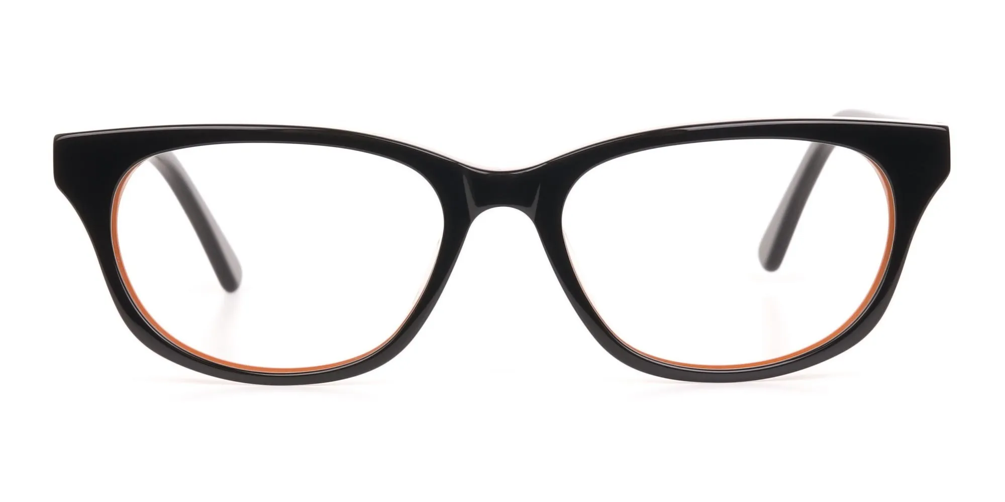 A5038F/4 - Black and Orange Glasses in Rectangular with Horn-Rimmed