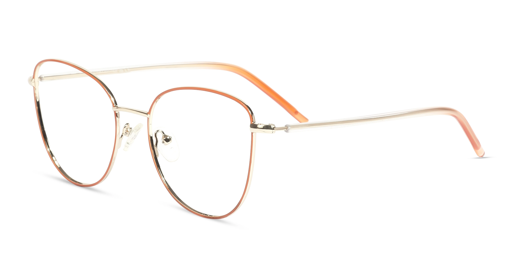 Coral & Gold Cat Eye Glasses-3