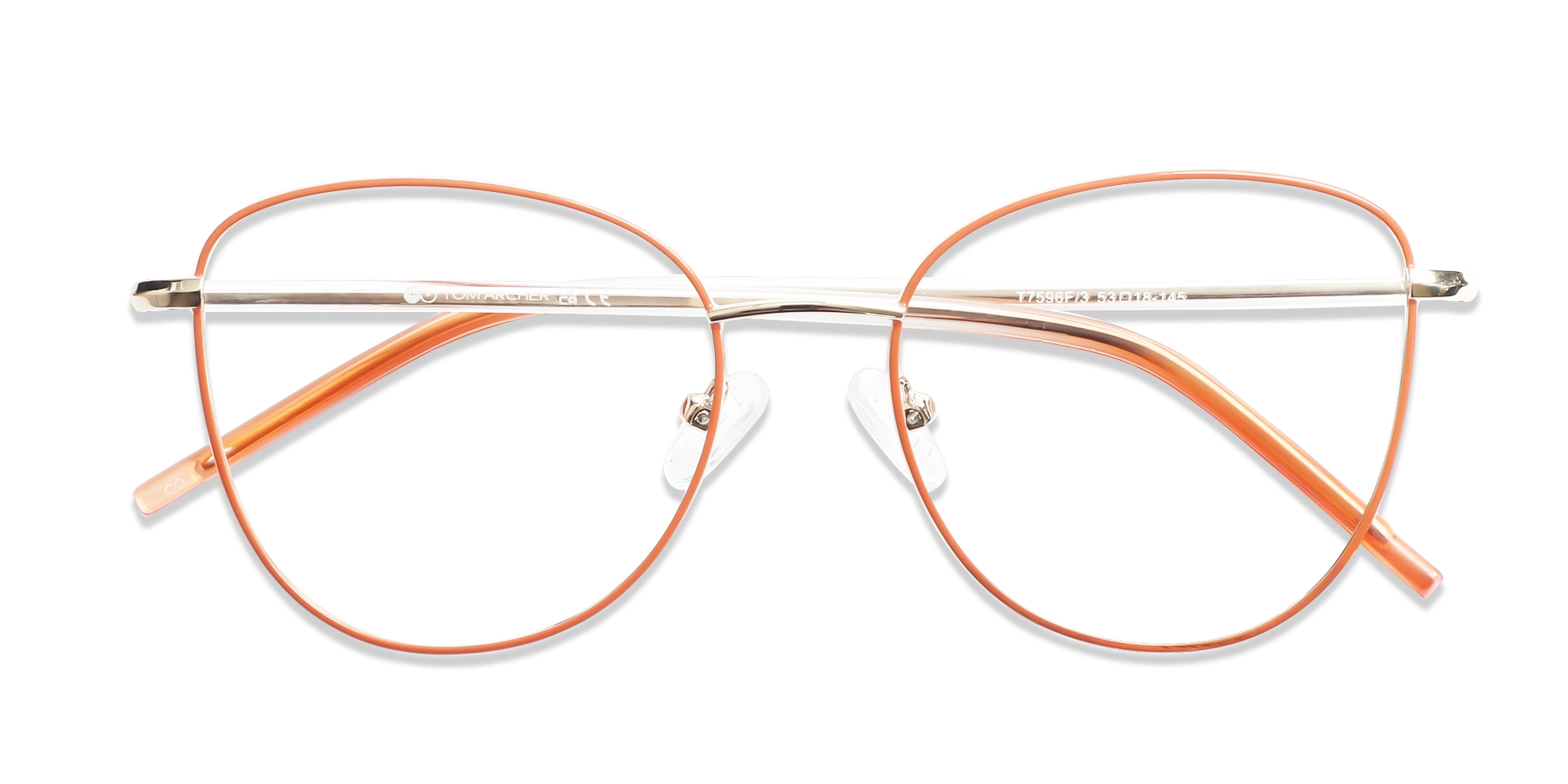 Coral & Gold Cat Eye Glasses-6