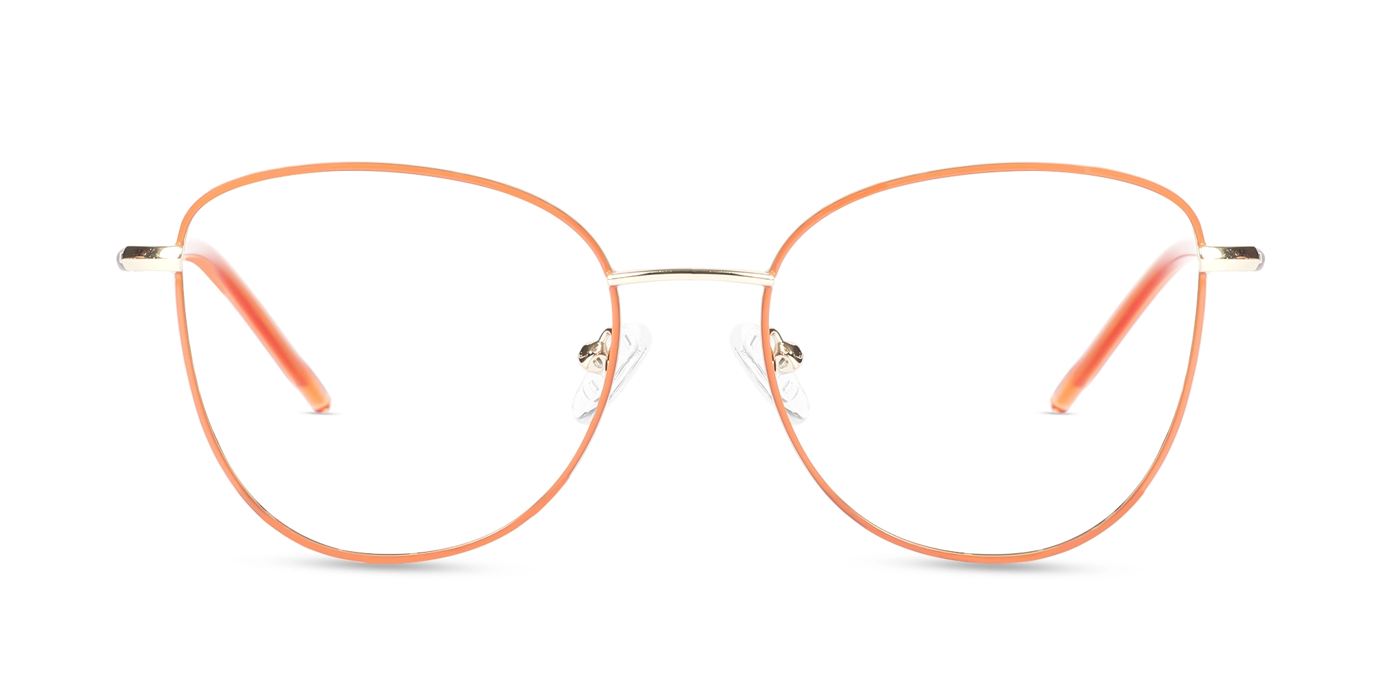 Coral & Gold Cat Eye Glasses-1