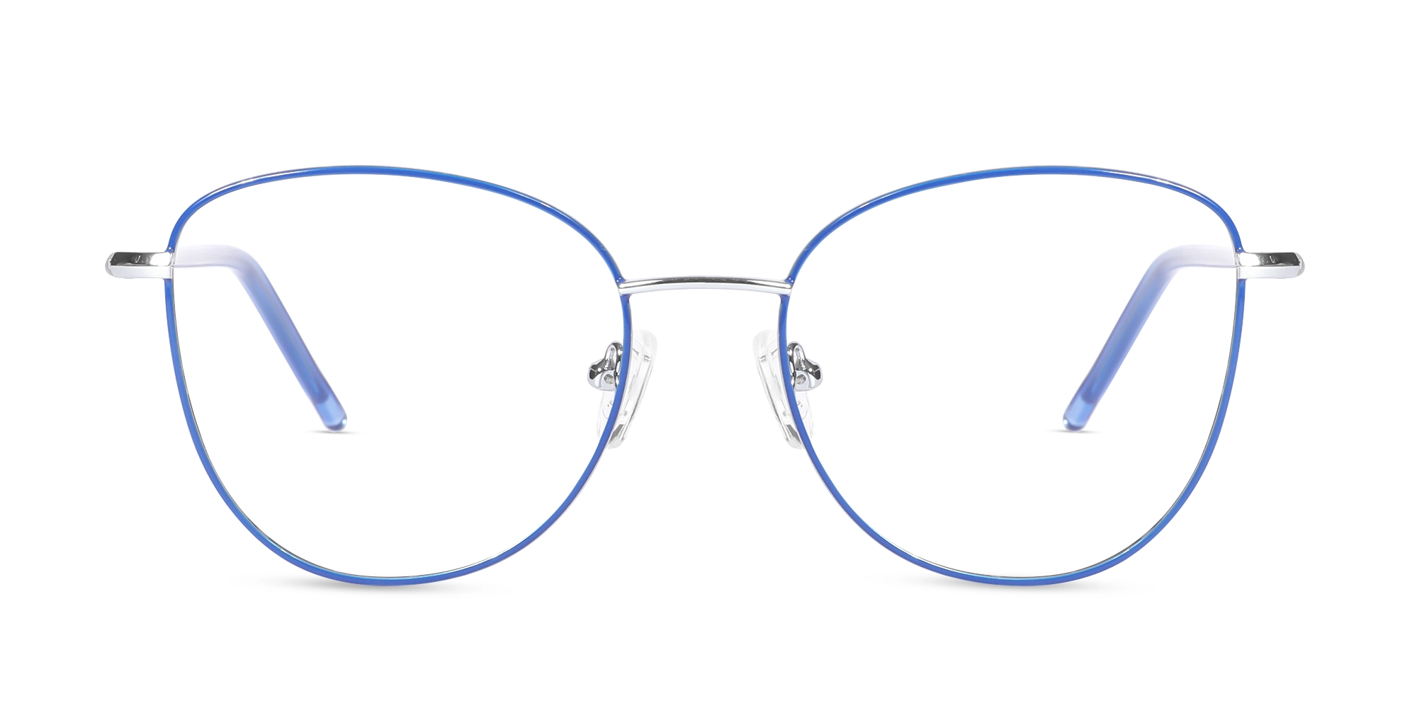 Blue & Silver Cat Eye Glasses For Women-1 Blue & Silver Cat Eye Glasses For Women-1