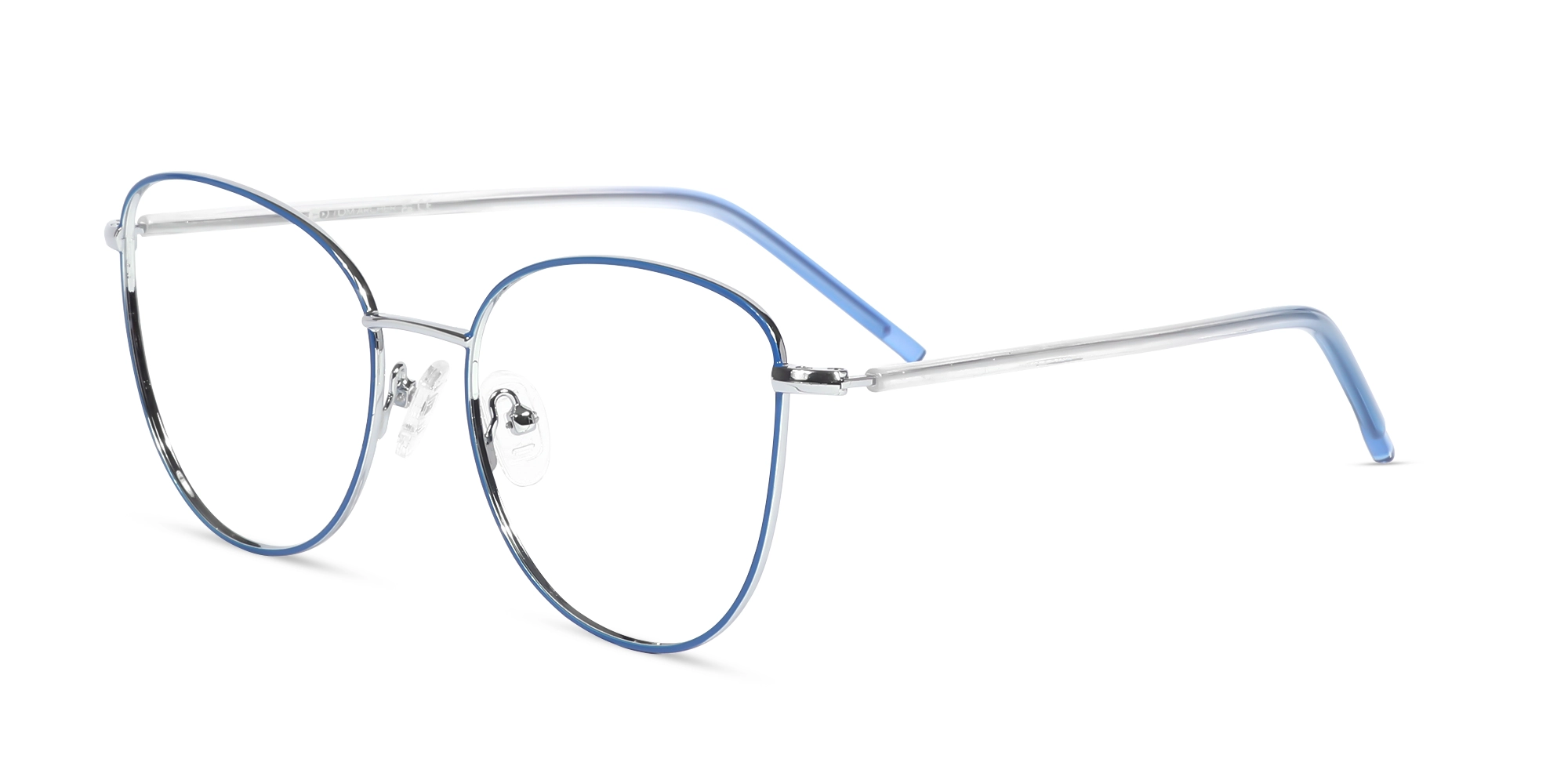 Blue & Silver Cat Eye Glasses For Women-3 Blue & Silver Cat Eye Glasses For Women-3