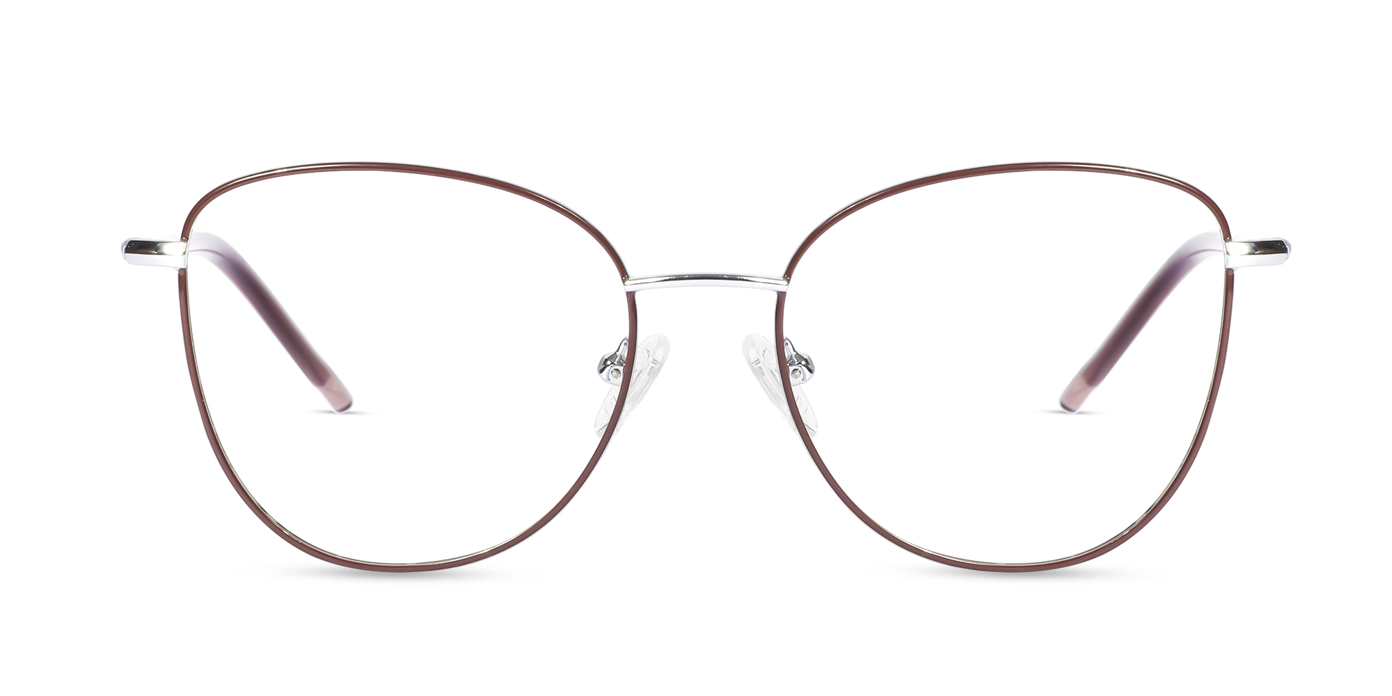 Brown & Silver Cat Eye Glasses For Women-1