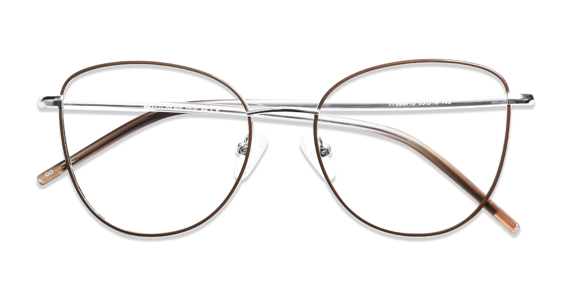 Brown & Silver Cat Eye Glasses For Women-6