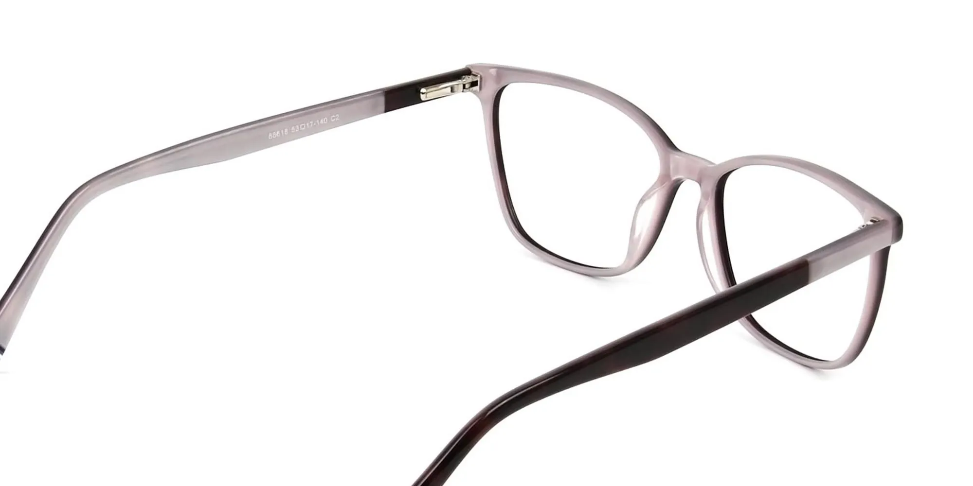 Dark Brown & Silver Lilac Rectangular Spectacles - 2