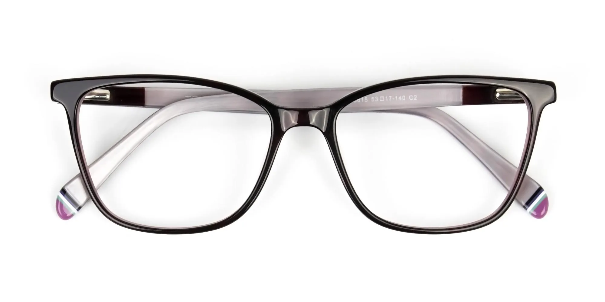 Dark Brown & Silver Lilac Rectangular Spectacles - 2