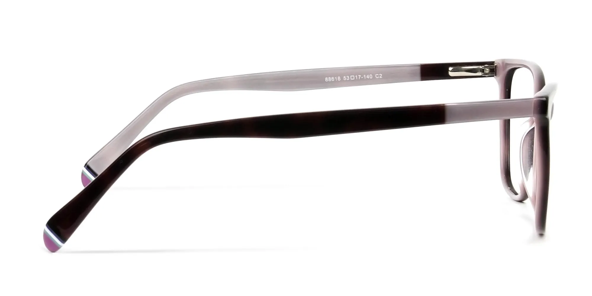 Dark Brown & Silver Lilac Rectangular Spectacles - 2