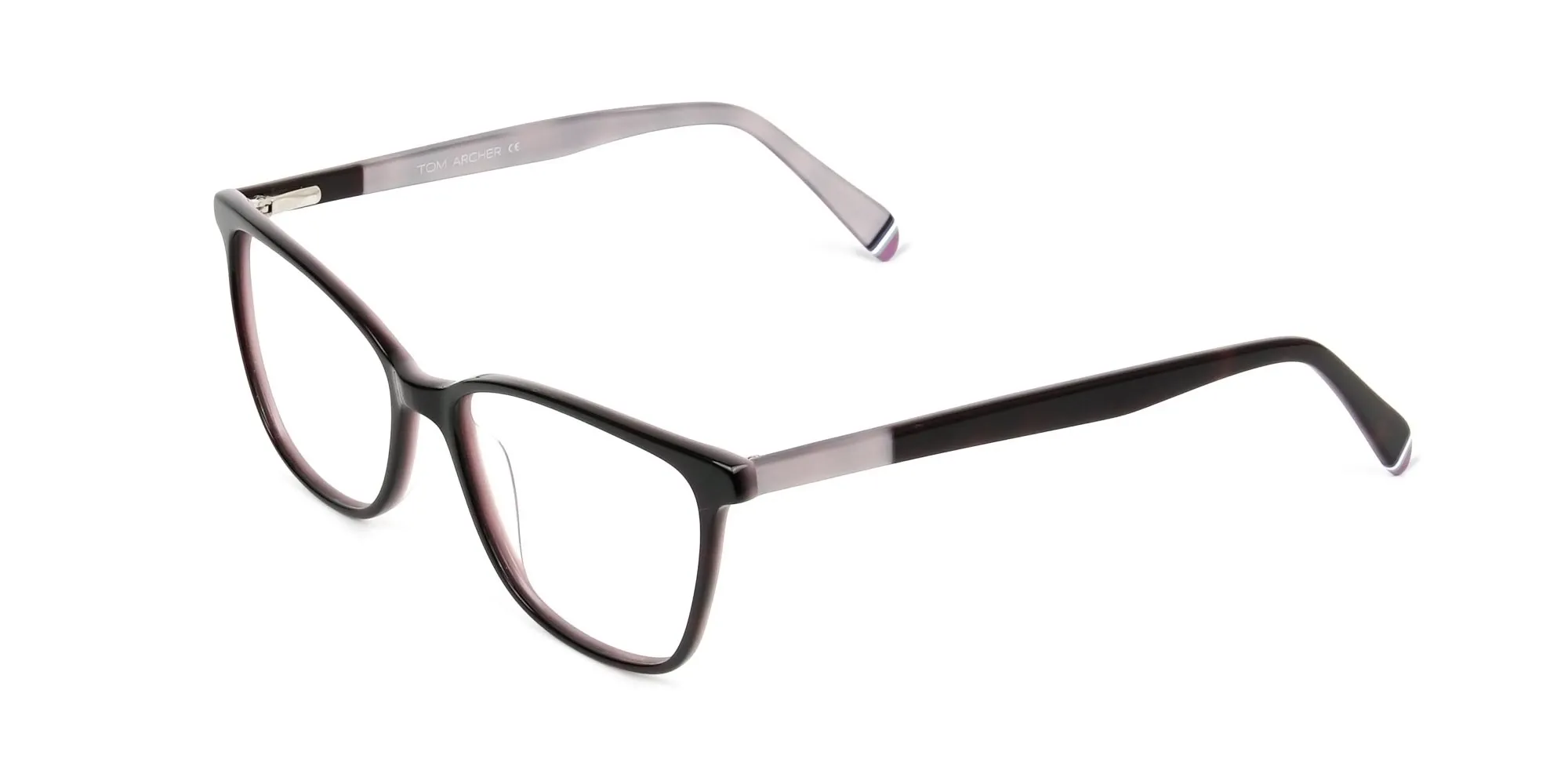 Dark Brown & Silver Lilac Rectangular Spectacles - 2