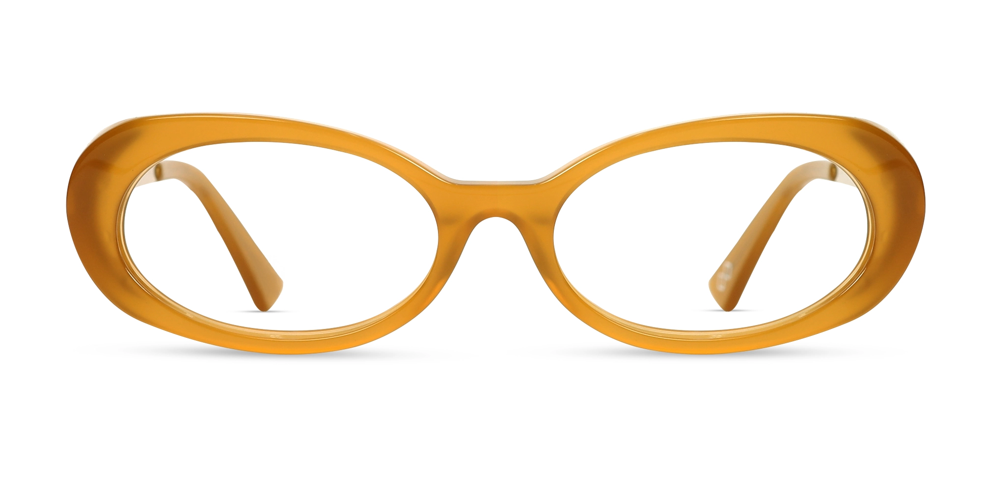 Acetate Golden Ochre Oval Full-Rim Glasses-1