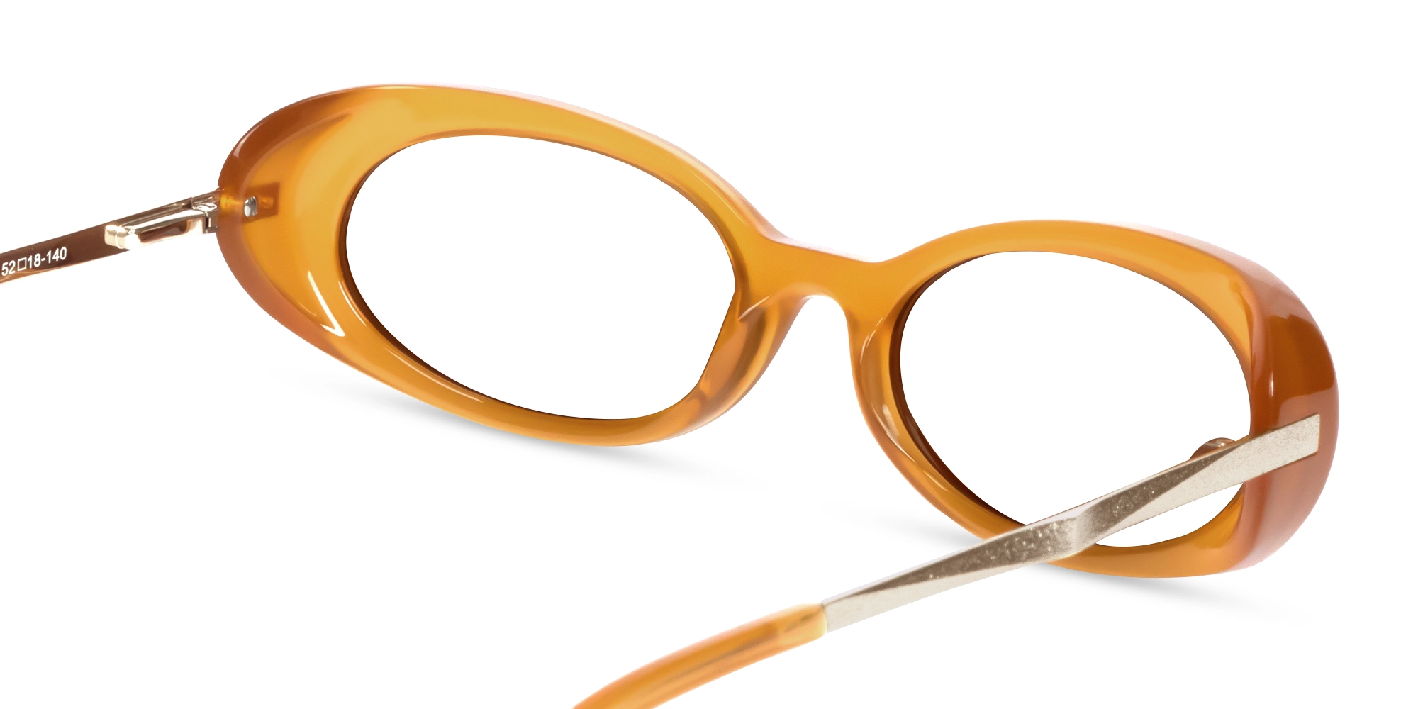 Acetate Golden Ochre Oval Full-Rim Glasses-5